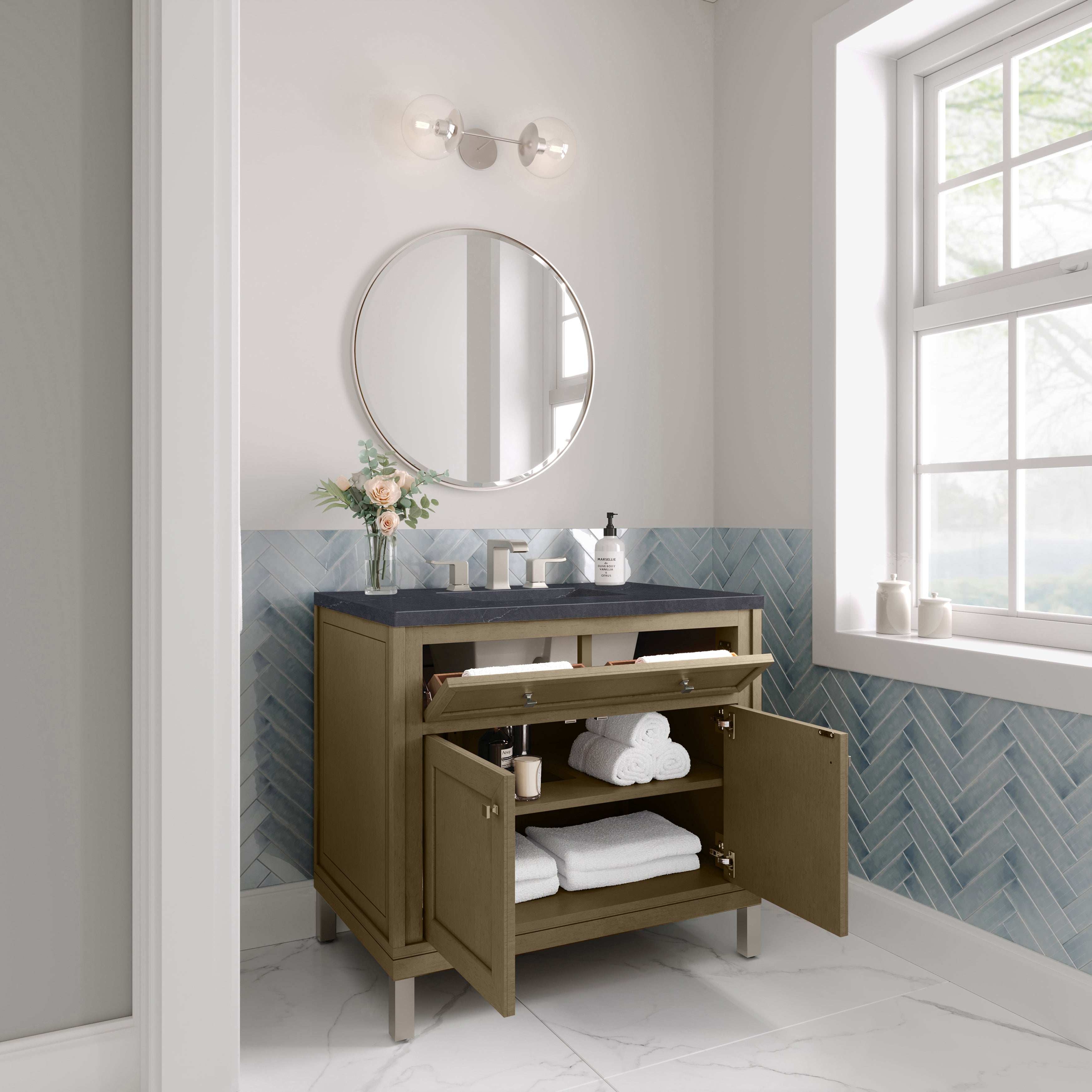 James Martin Chicago 36" Single Vanity in Walnut Whisper with 3cm Countertop