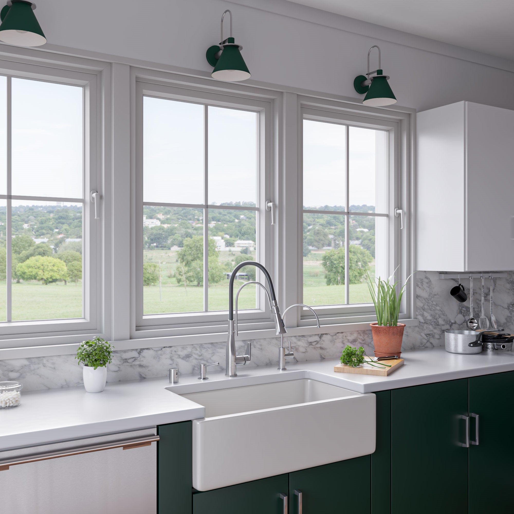 ALFI brand AB3318HS 33" x 18" Reversible Fluted / Smooth Fireclay Farm Sink