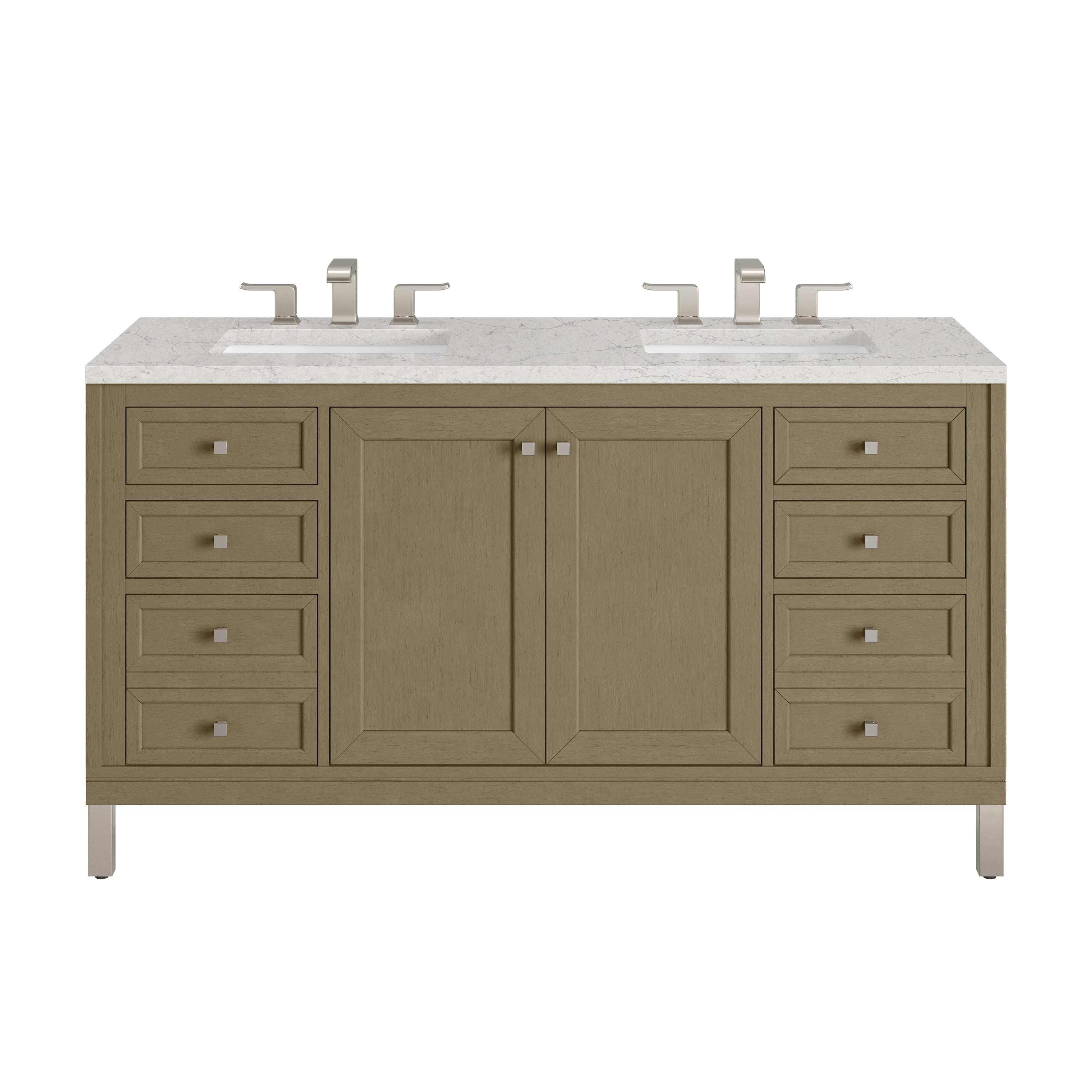 James Martin Chicago 60" Double Vanity in Walnut Whisper with 3cm Countertop
