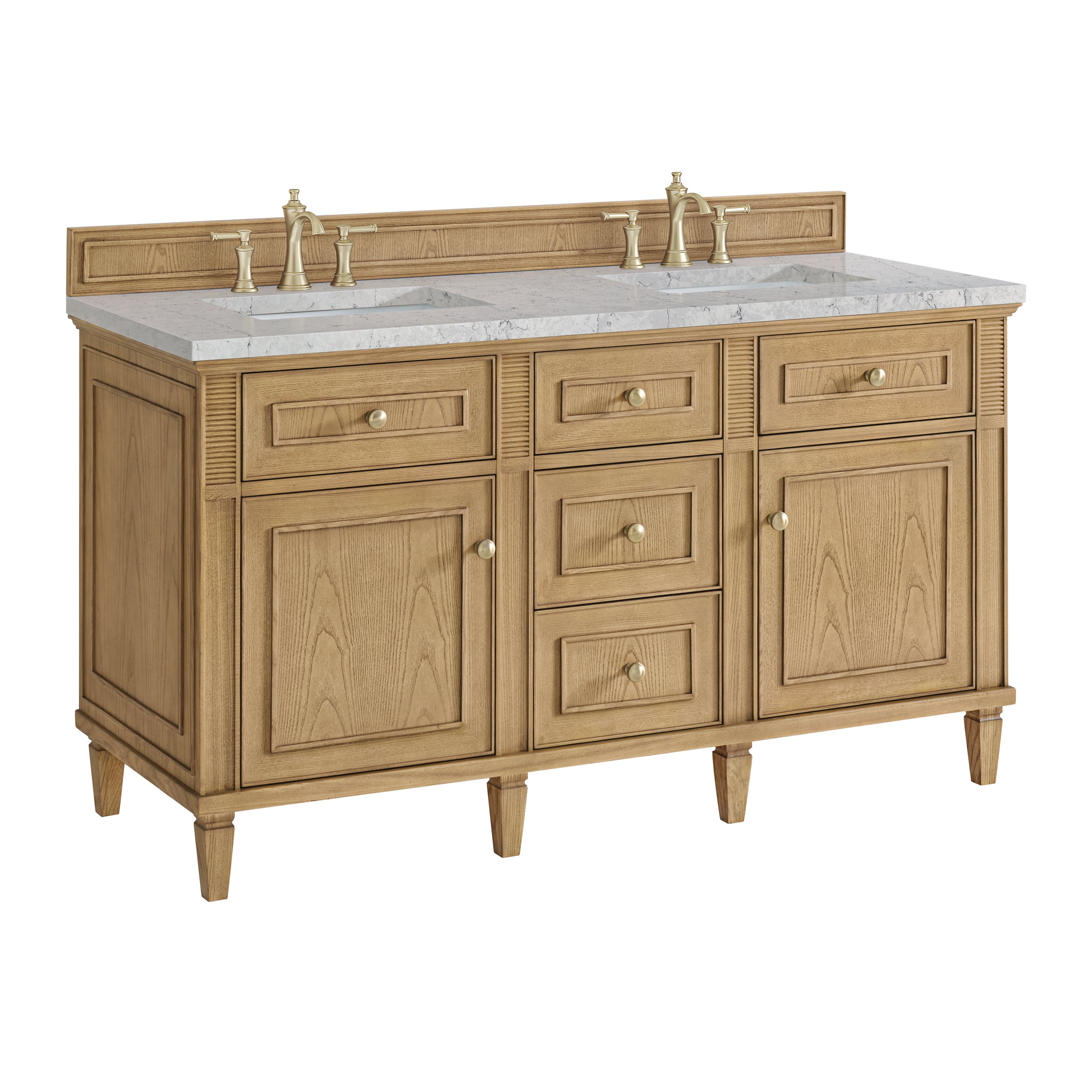 James Martin Lorelai 60" Double Vanity in Light Natural Oak with 3cm Countertop and FreePower Wireless Charger