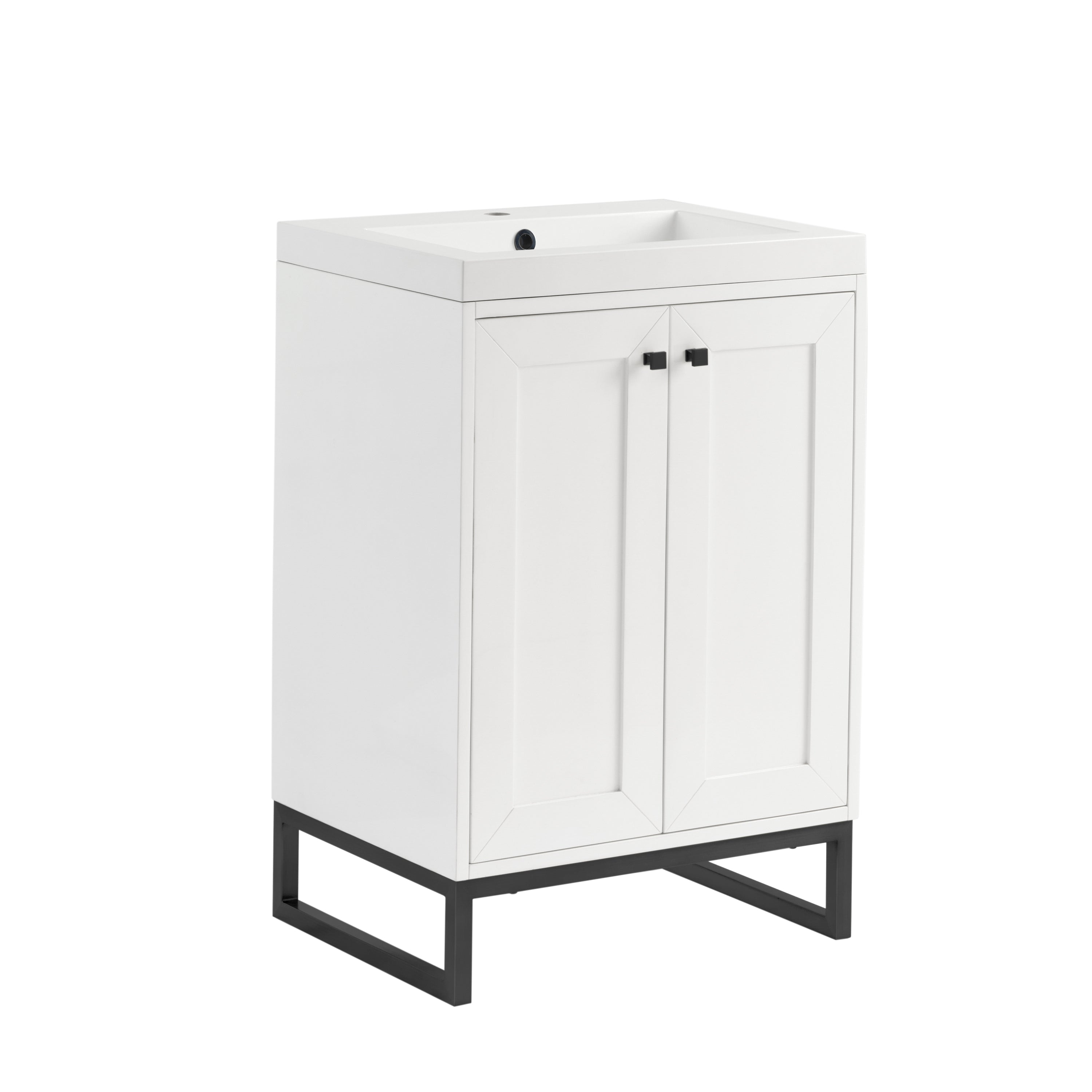James Martin Chianti 24" Single Vanity in Glossy White with White Glossy Composite Stone Top