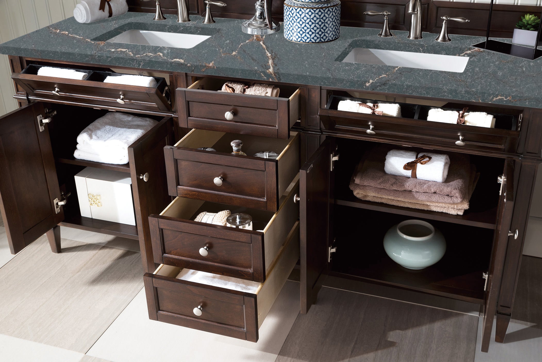 James Martin Brittany 72" Double Vanity in Burnished Mahogany with 3cm Countertop