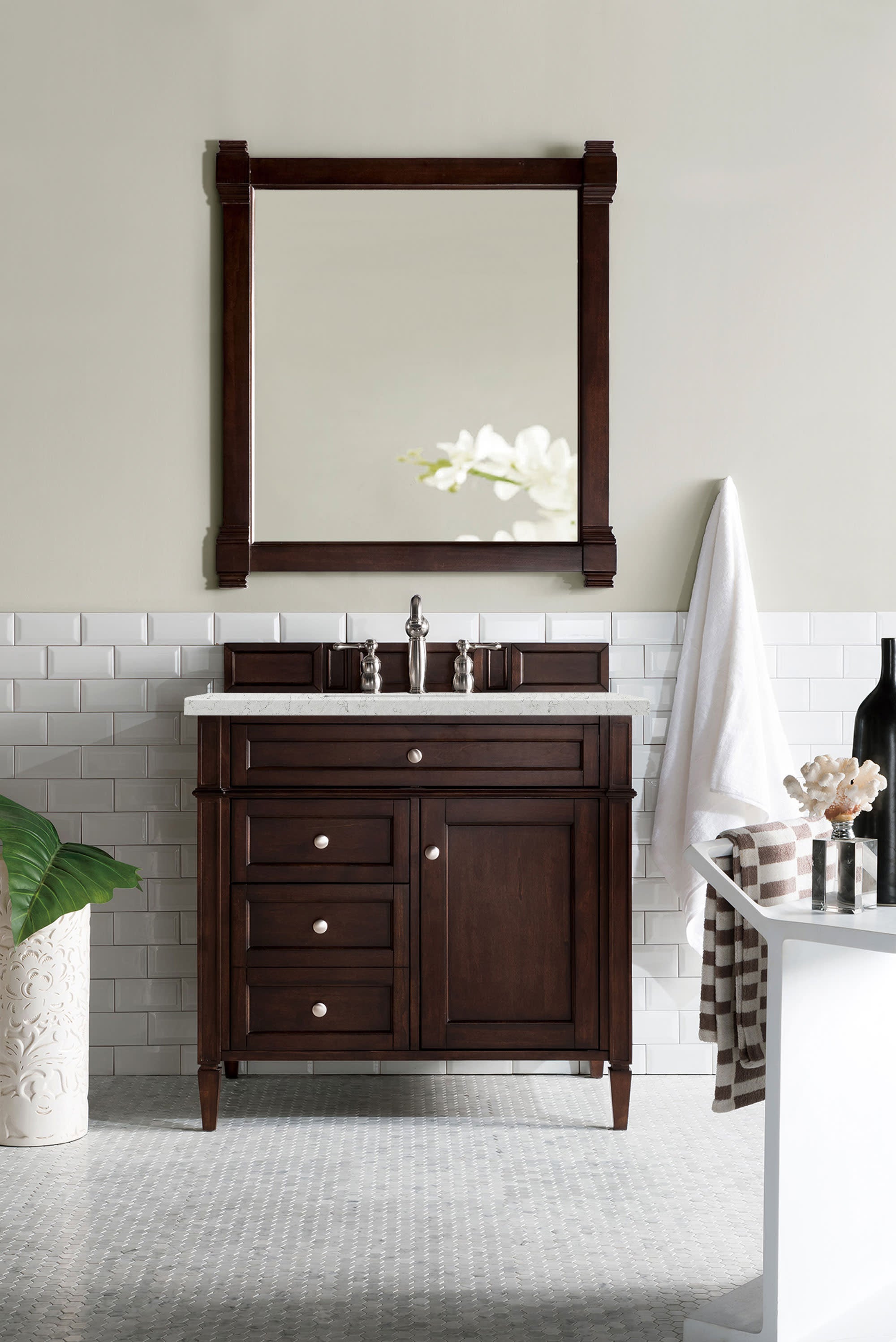 James Martin Brittany 36" Single Vanity in Burnished Mahogany with 3cm Countertop