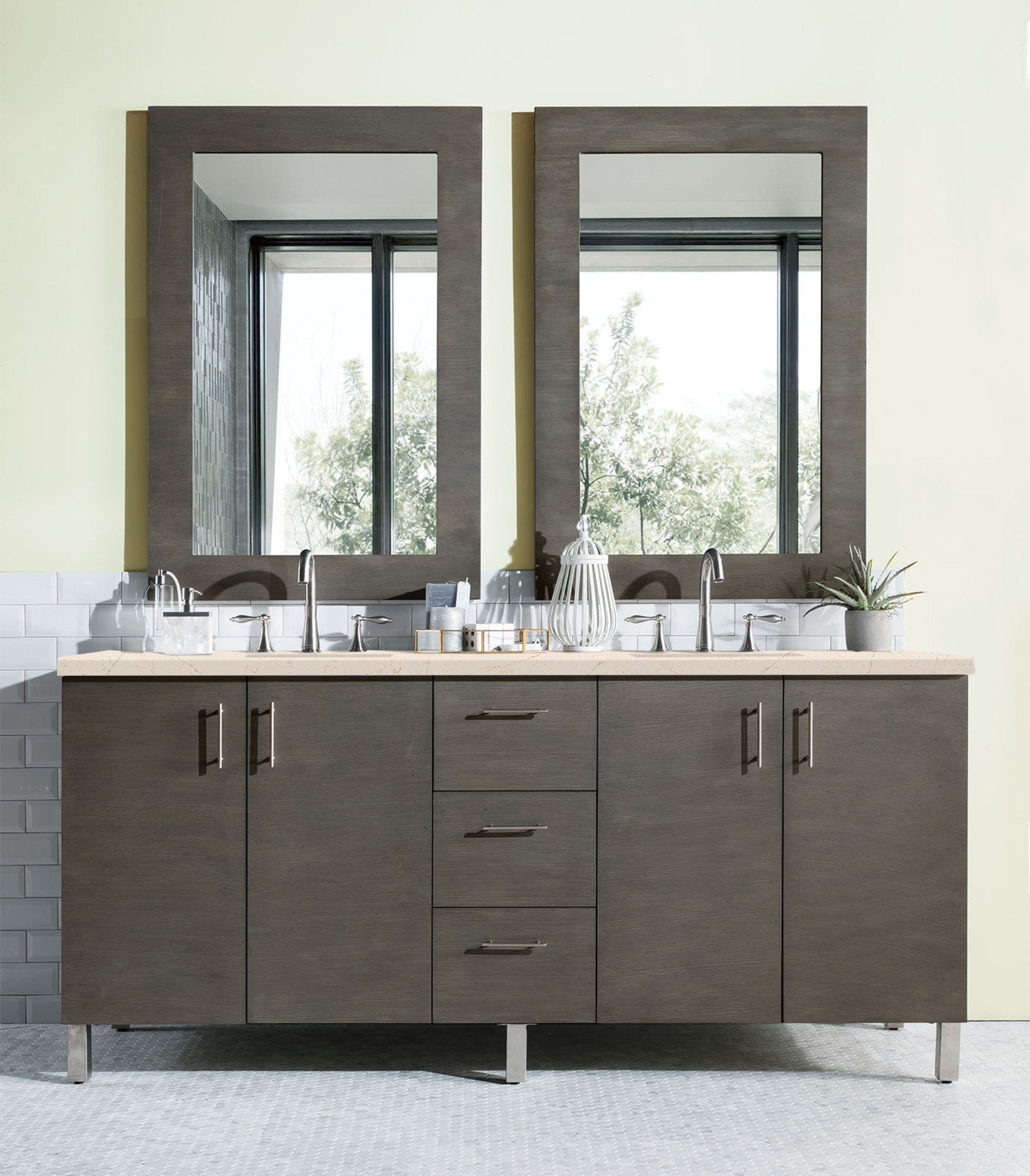 James Martin Metropolitan 72" Double Vanity in Silver Oak with 3cm Countertop