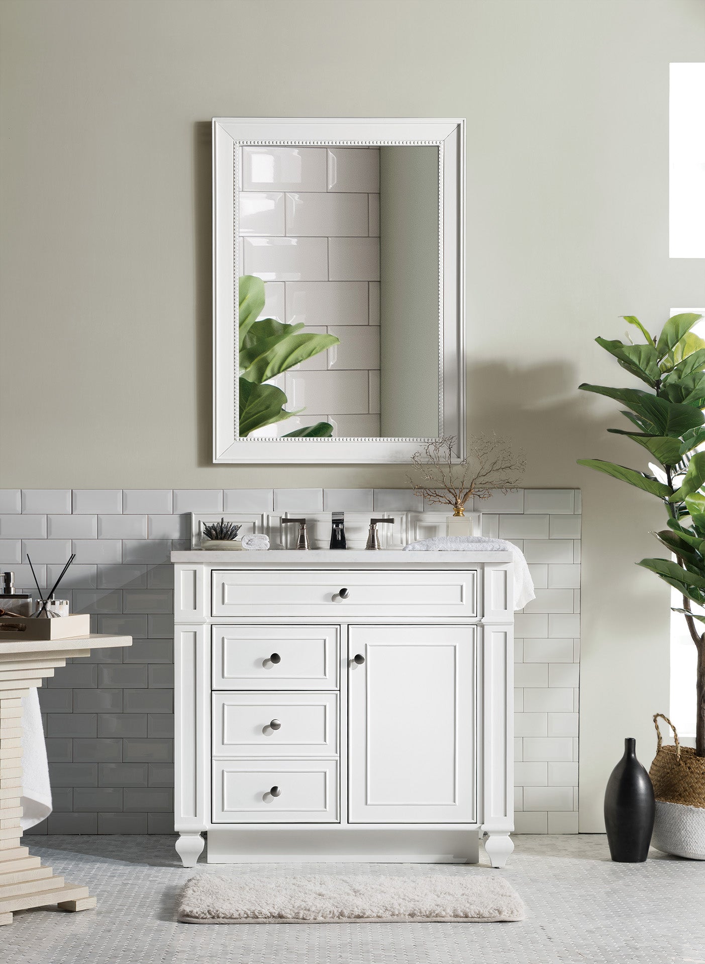 James Martin Bristol 36" Single Vanity in Bright White with 3cm Countertop