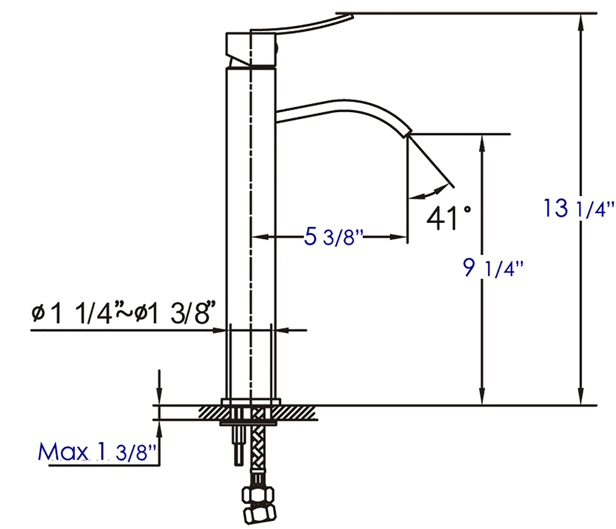 ALFI brand AB1158 Tall Square Body Curved Spout Single Lever Bathroom Faucet