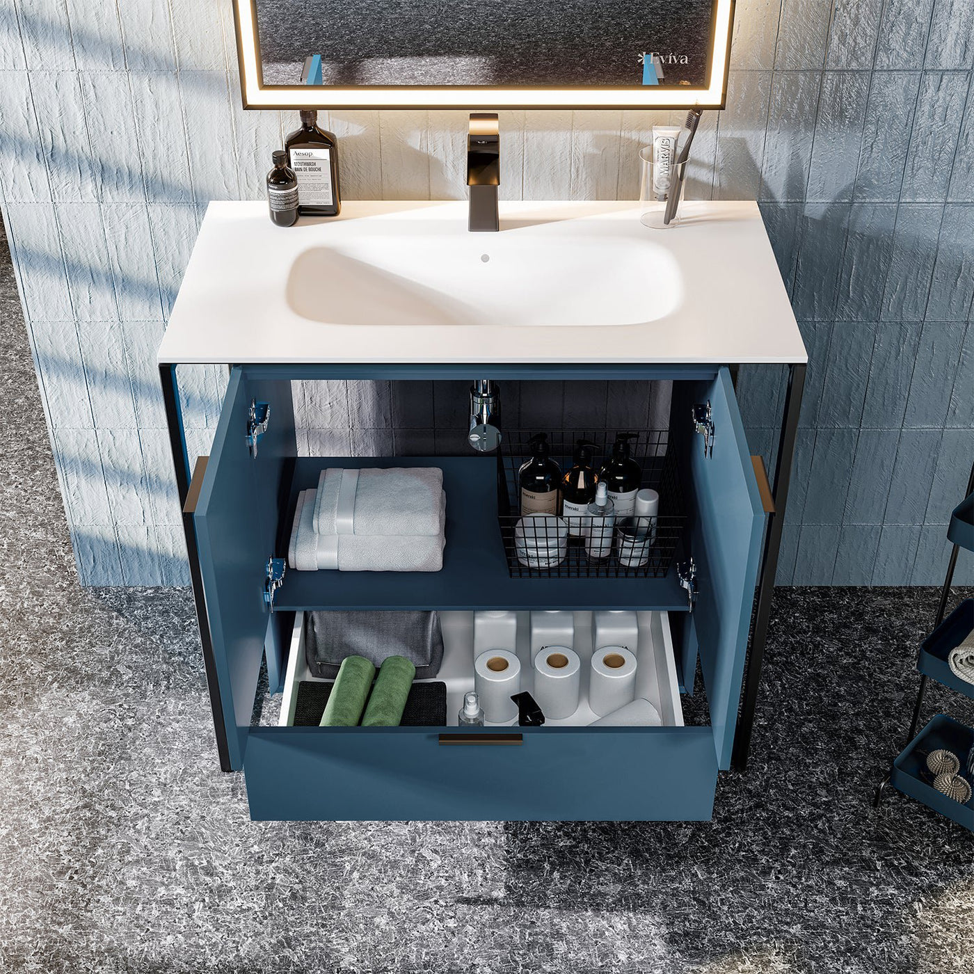 Eviva Moma Bath Vanity with Solid Surface Top and Integrated Sink (24"-32")