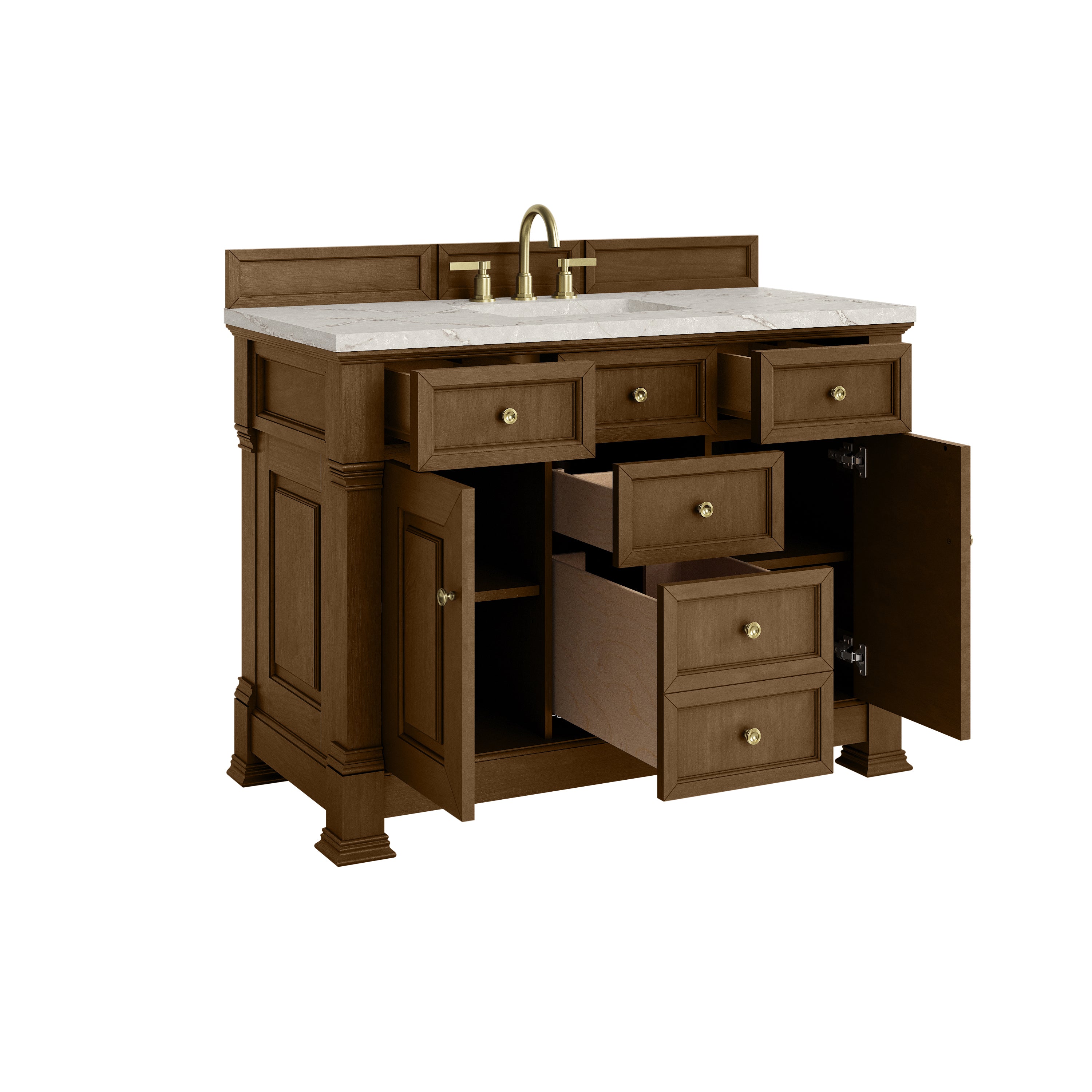 James Martin Brookfield 48" Single Vanity in Honey Oak with 3cm Countertop and FreePower Wireless Charger