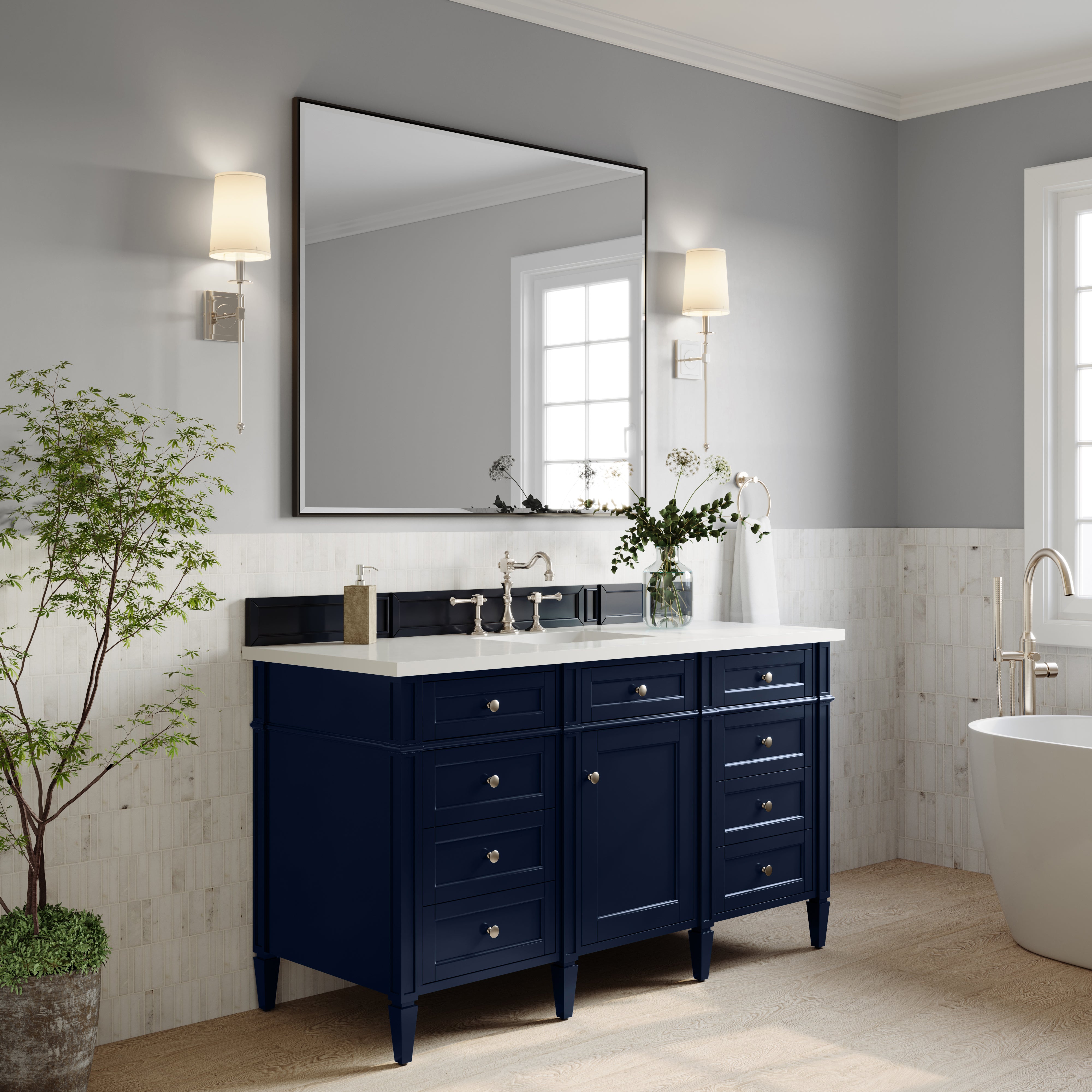James Martin Brittany 60" Single Vanity in Victory Bleu with 3cm Countertop