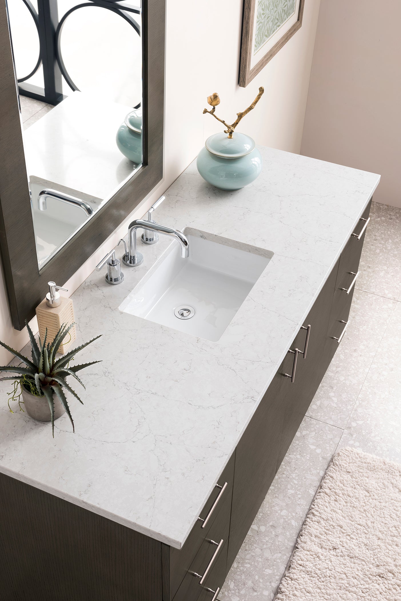 James Martin Metropolitan 60" Single Vanity in Silver Oak with 3cm Countertop