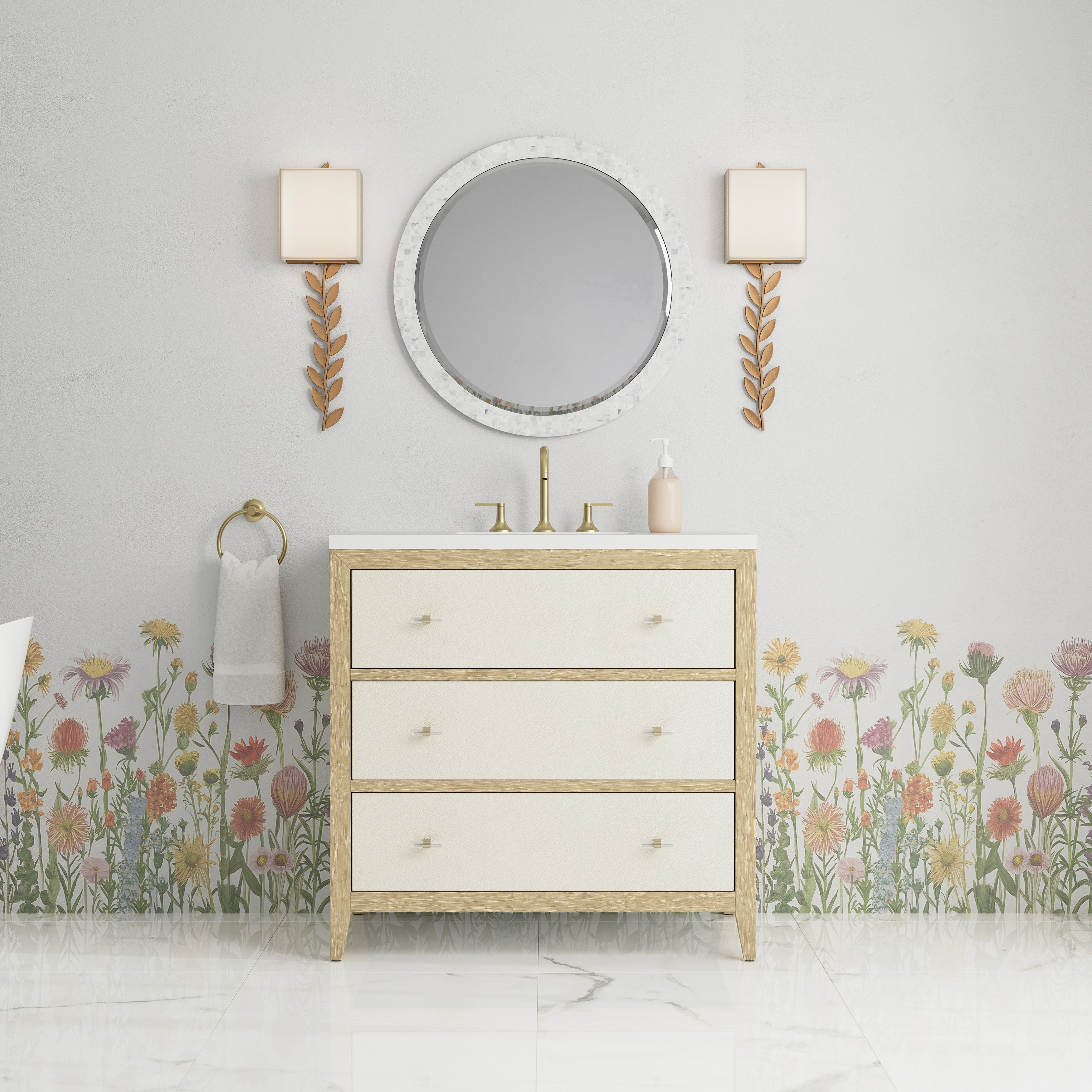 James Martin Celeste 36" Single Vanity in Sunwashed Oak with 3cm Countertop