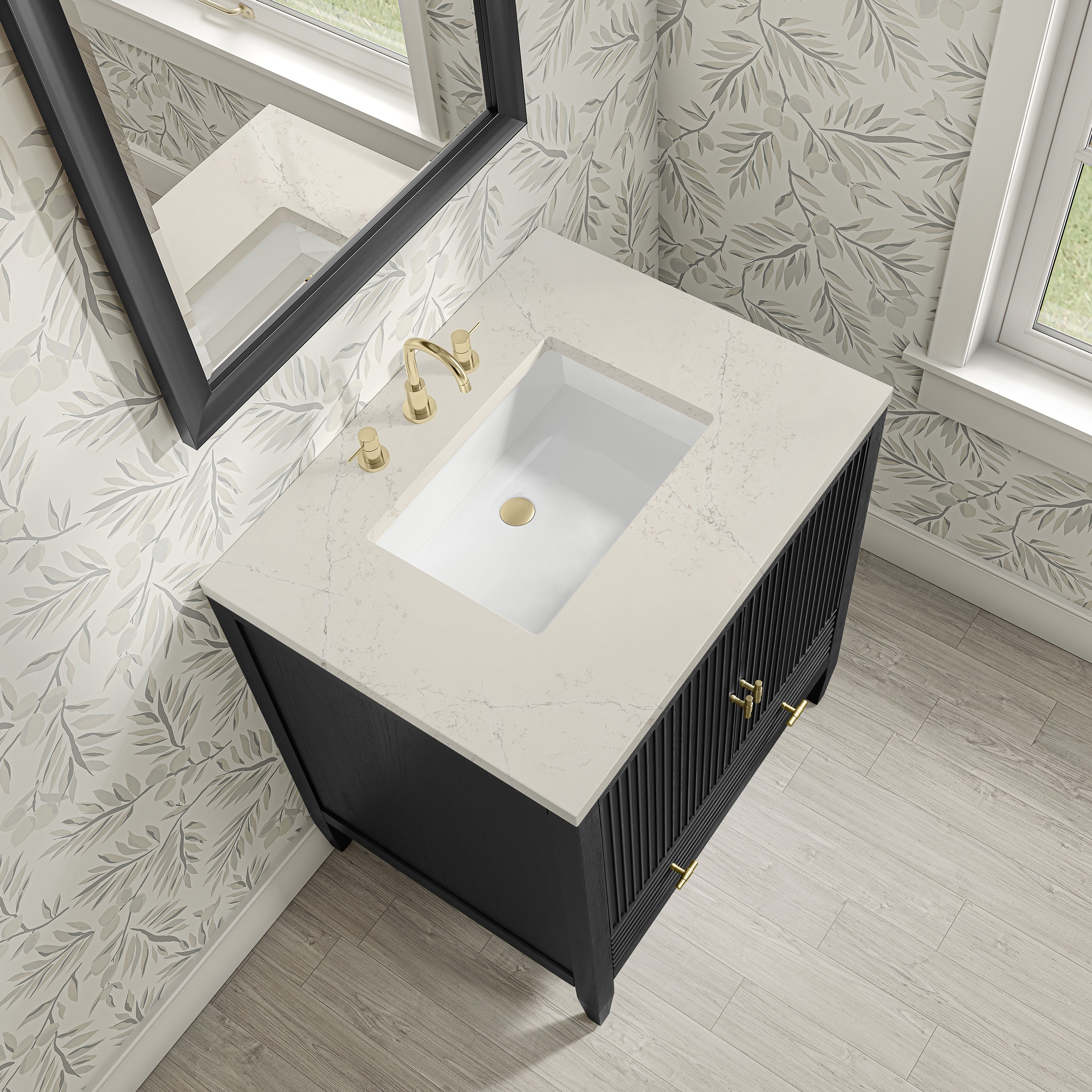 James Martin Myrrin 30" Single Vanity in Carbon Oak with 3cm Countertop