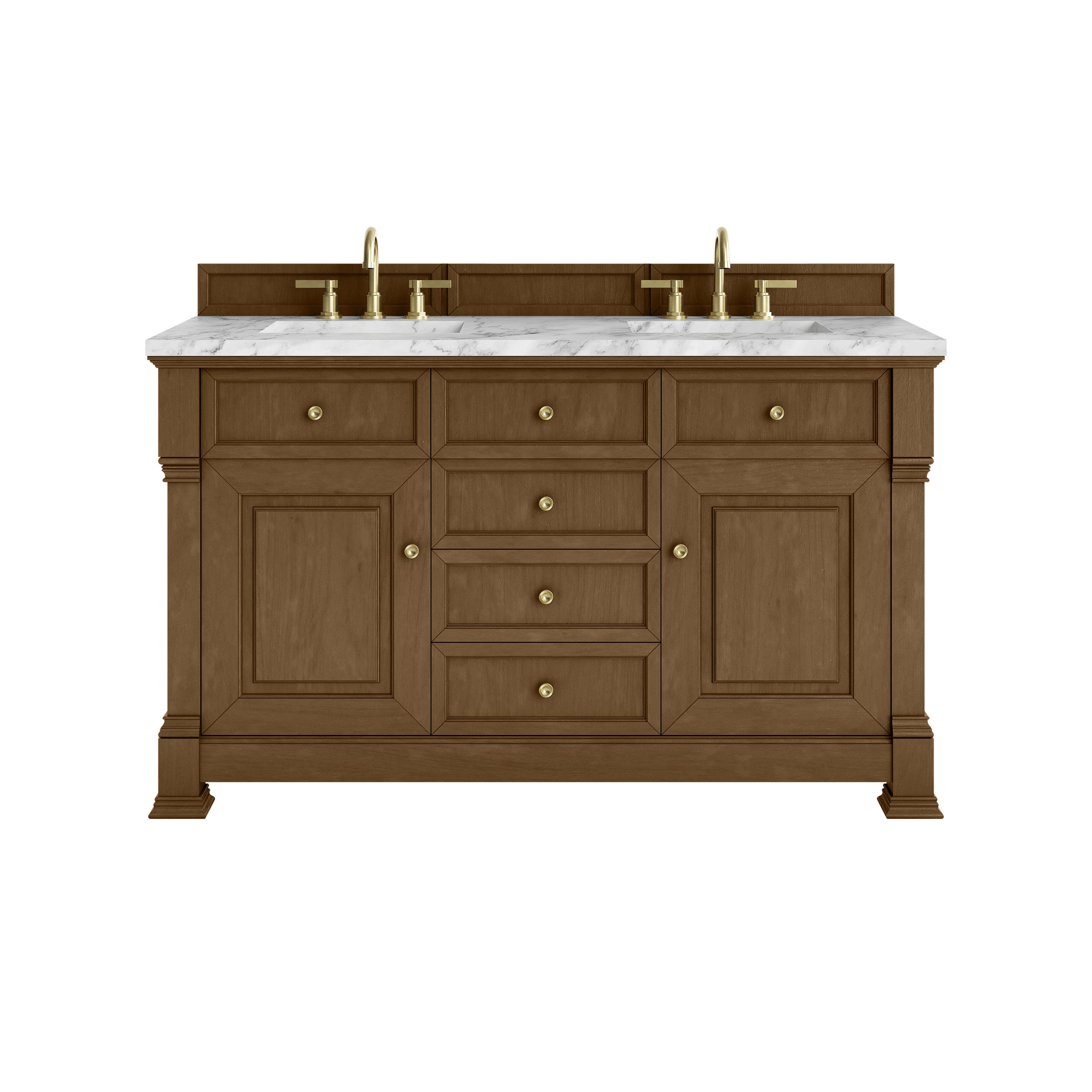 James Martin Brookfield 60" Double Vanity in Honey Oak with 3cm Countertop