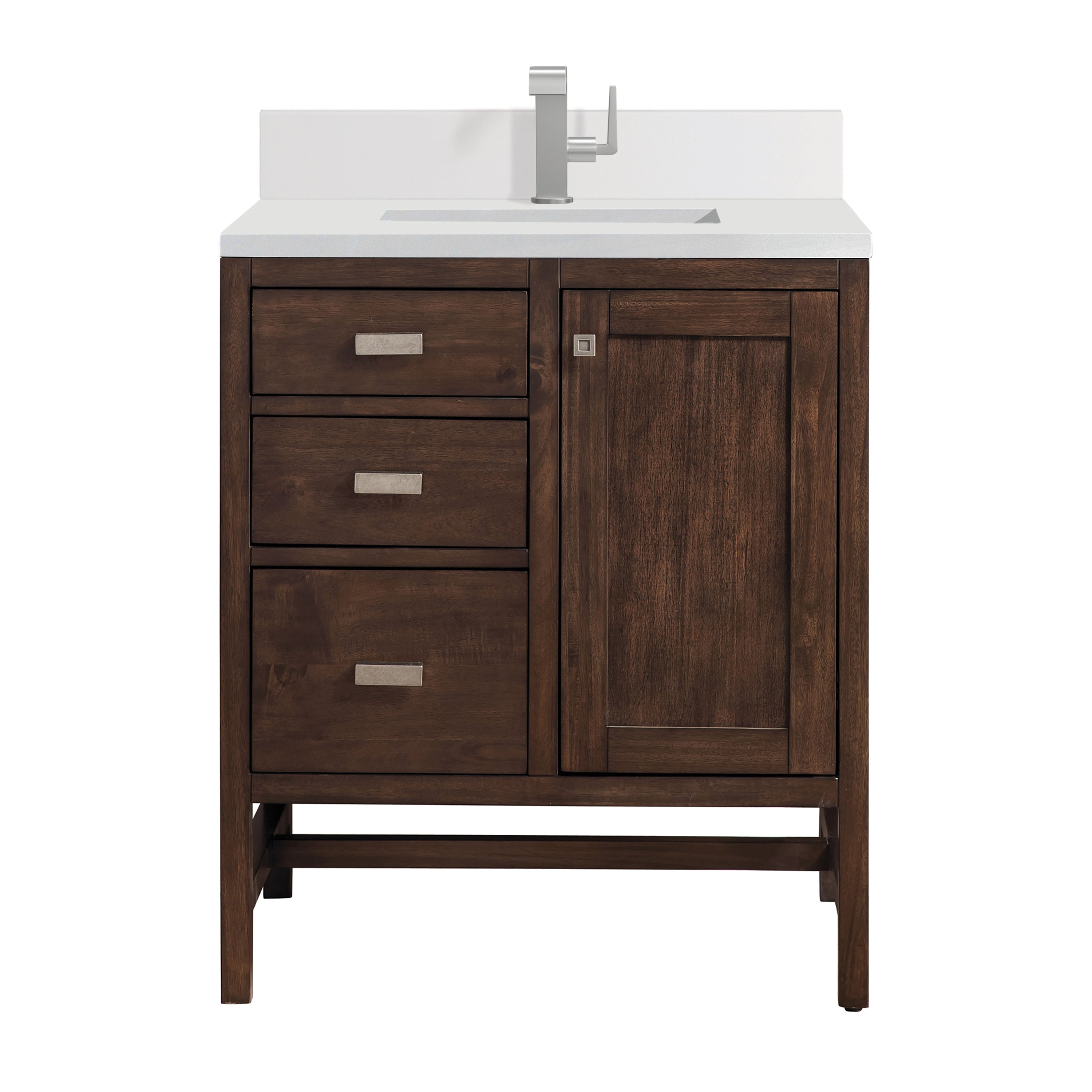 James Martin Addison 30" Single Vanity in Mid-Century Acacia with 3cm Countertop