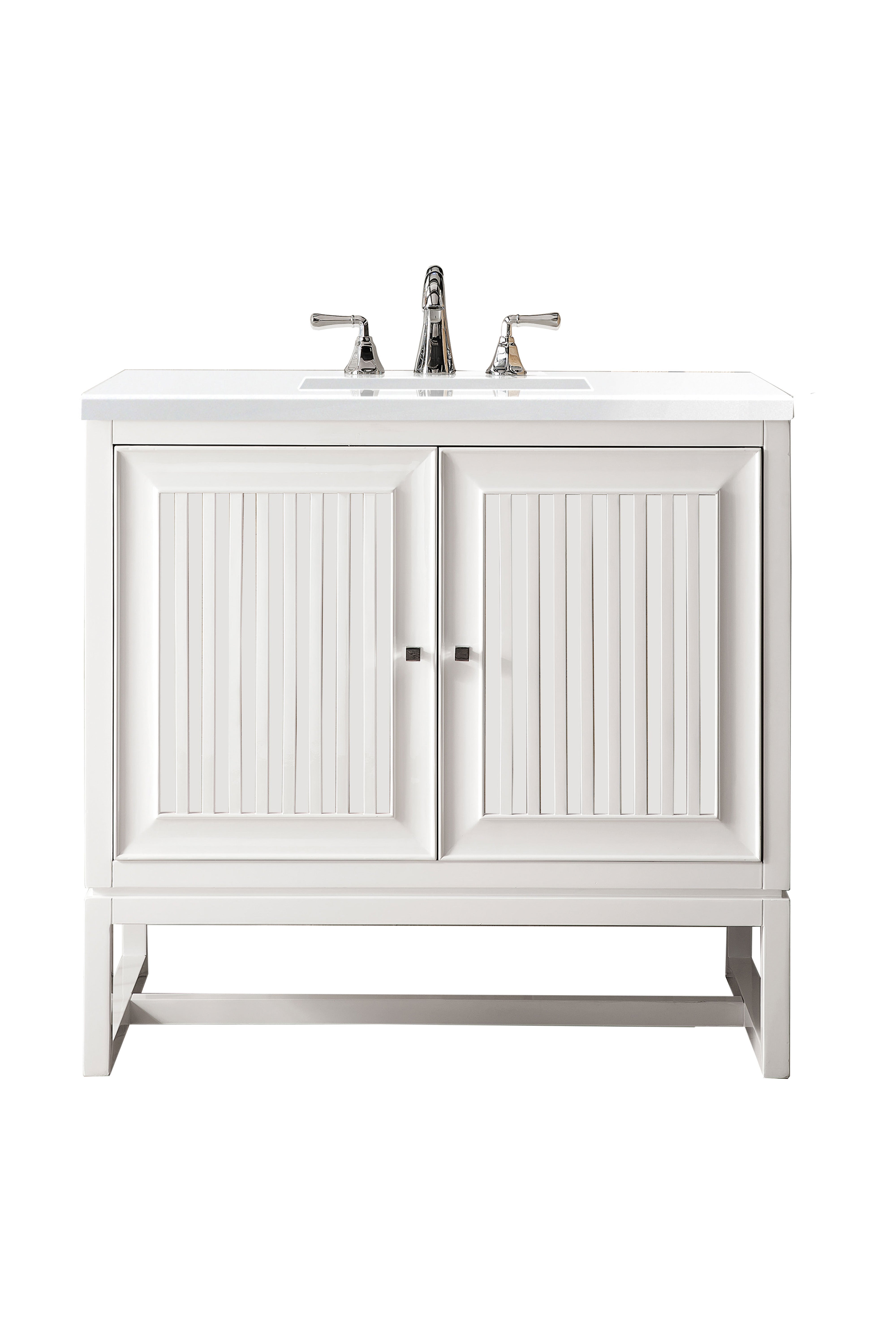 James Martin Athens 36" Single Vanity in Glossy White with 3cm Countertop