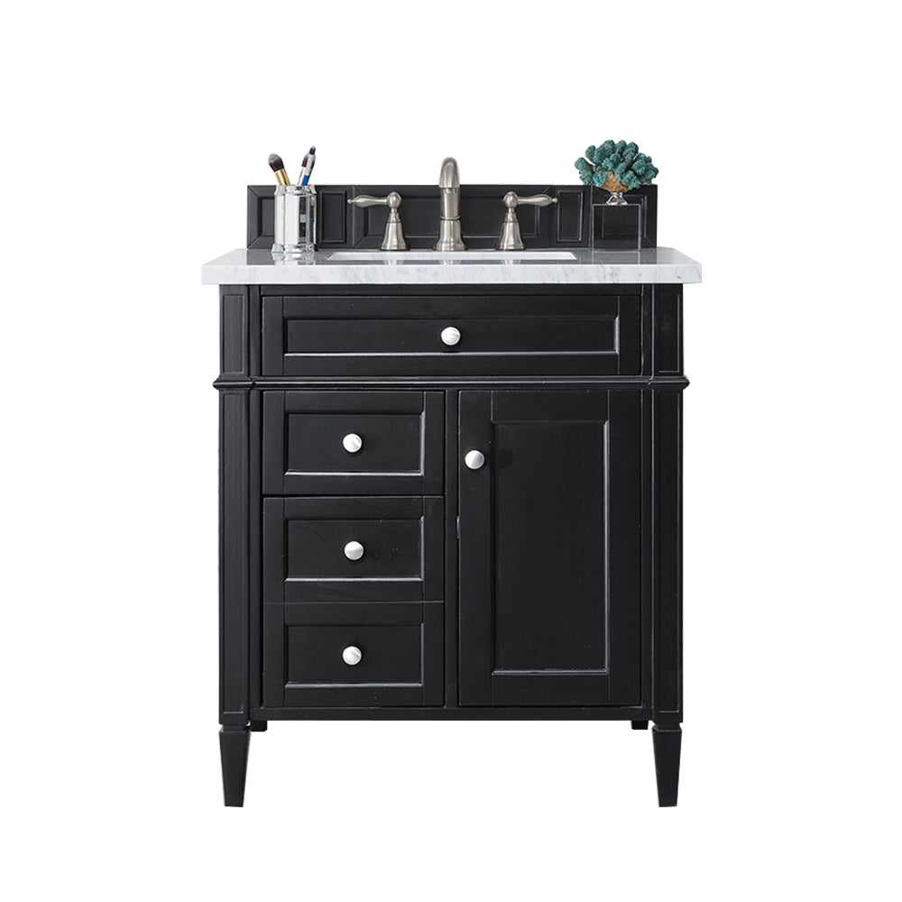 James Martin Brittany 30" Single Vanity in Black Onyx with 3cm Countertop