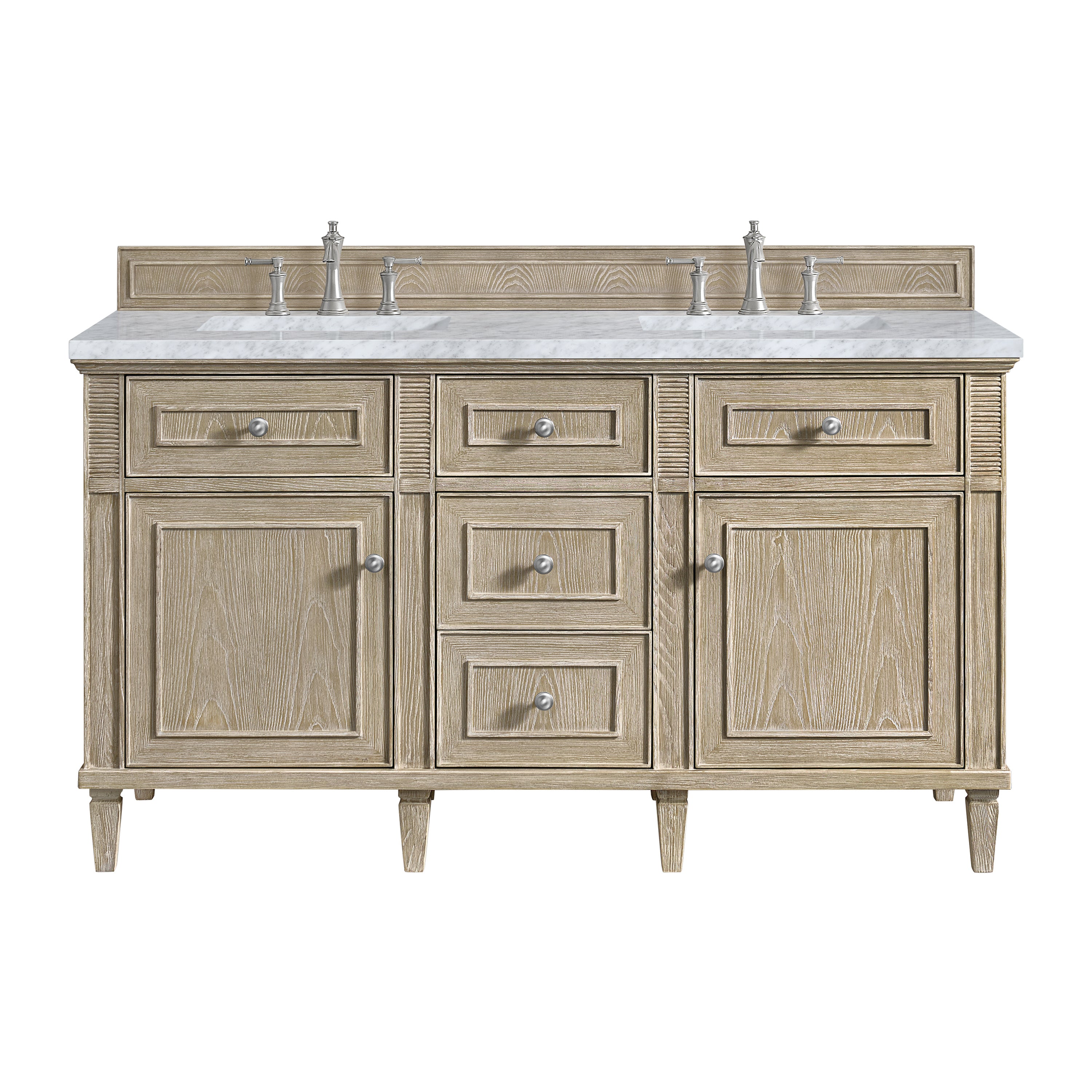 James Martin Lorelai 60" Double Vanity in Whitewashed Oak with 3cm Countertop