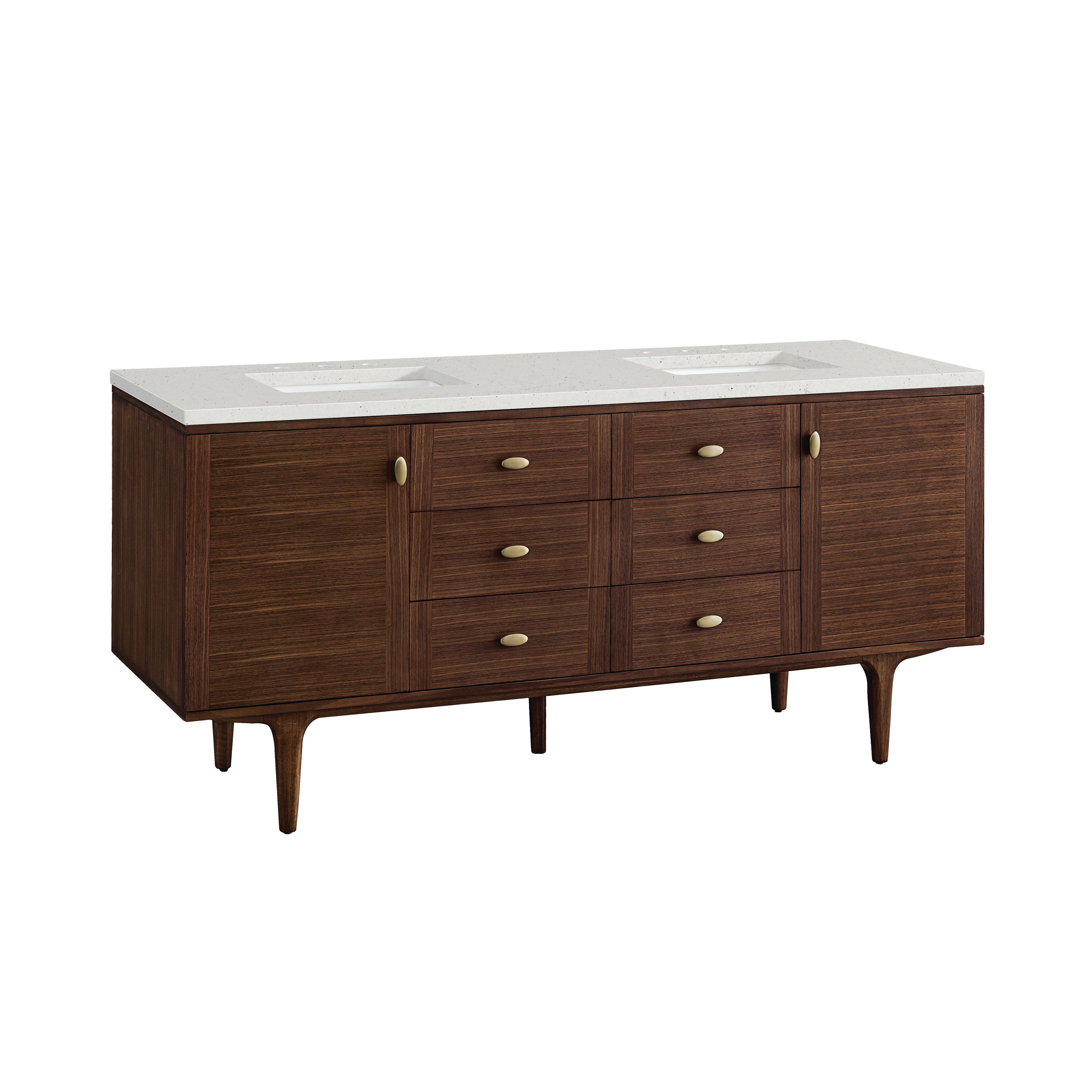 James Martin Amberly 72" Double Vanity in Mid-Century Walnut with 3cm Countertop