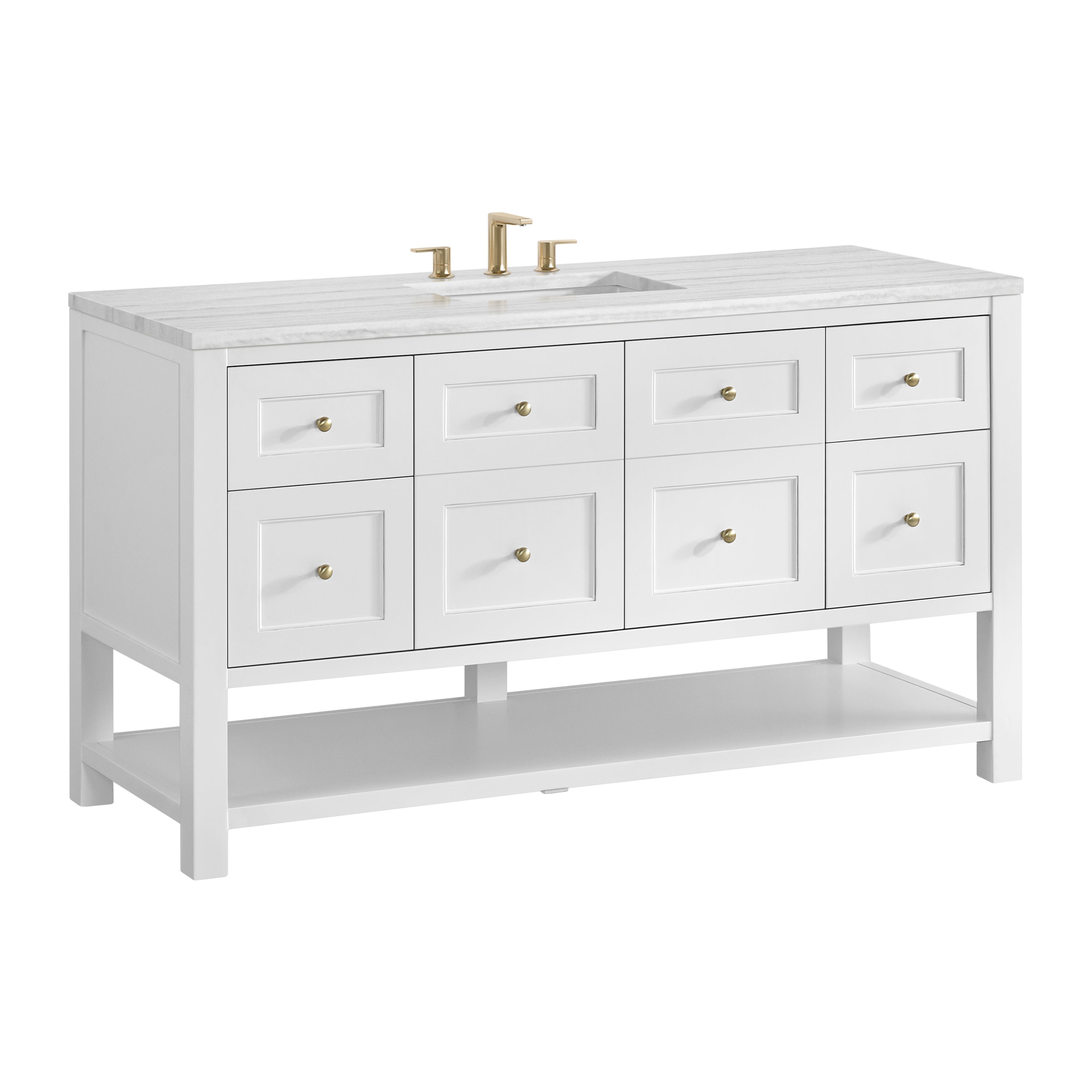 James Martin Breckenridge 60" Single Vanity in Bright White with 3cm Countertop