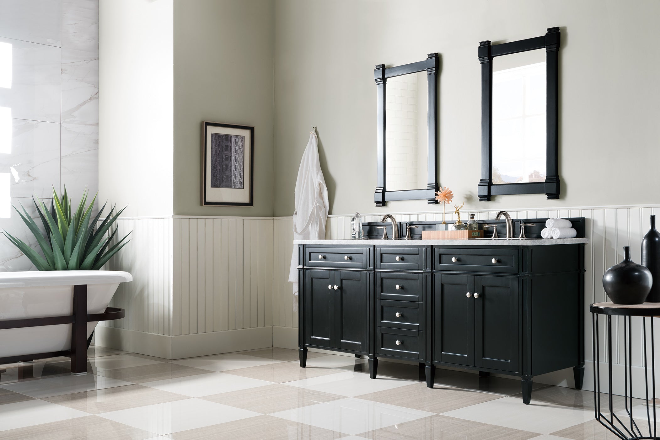 James Martin Brittany 72" Double Vanity in Black Onyx with 3cm Countertop
