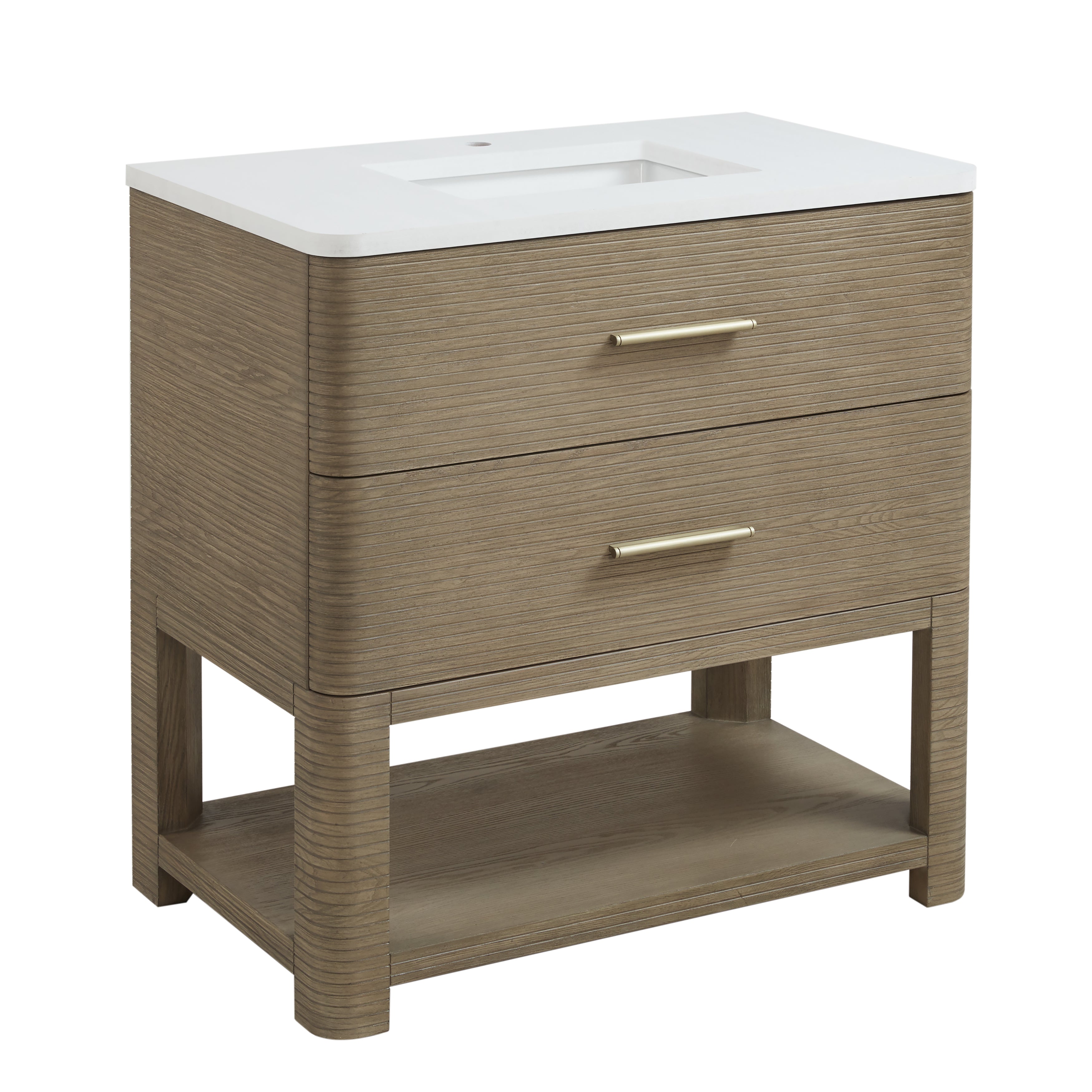 James Martin Lucian 36" Single Vanity in Pebble Oak with 3cm Countertop