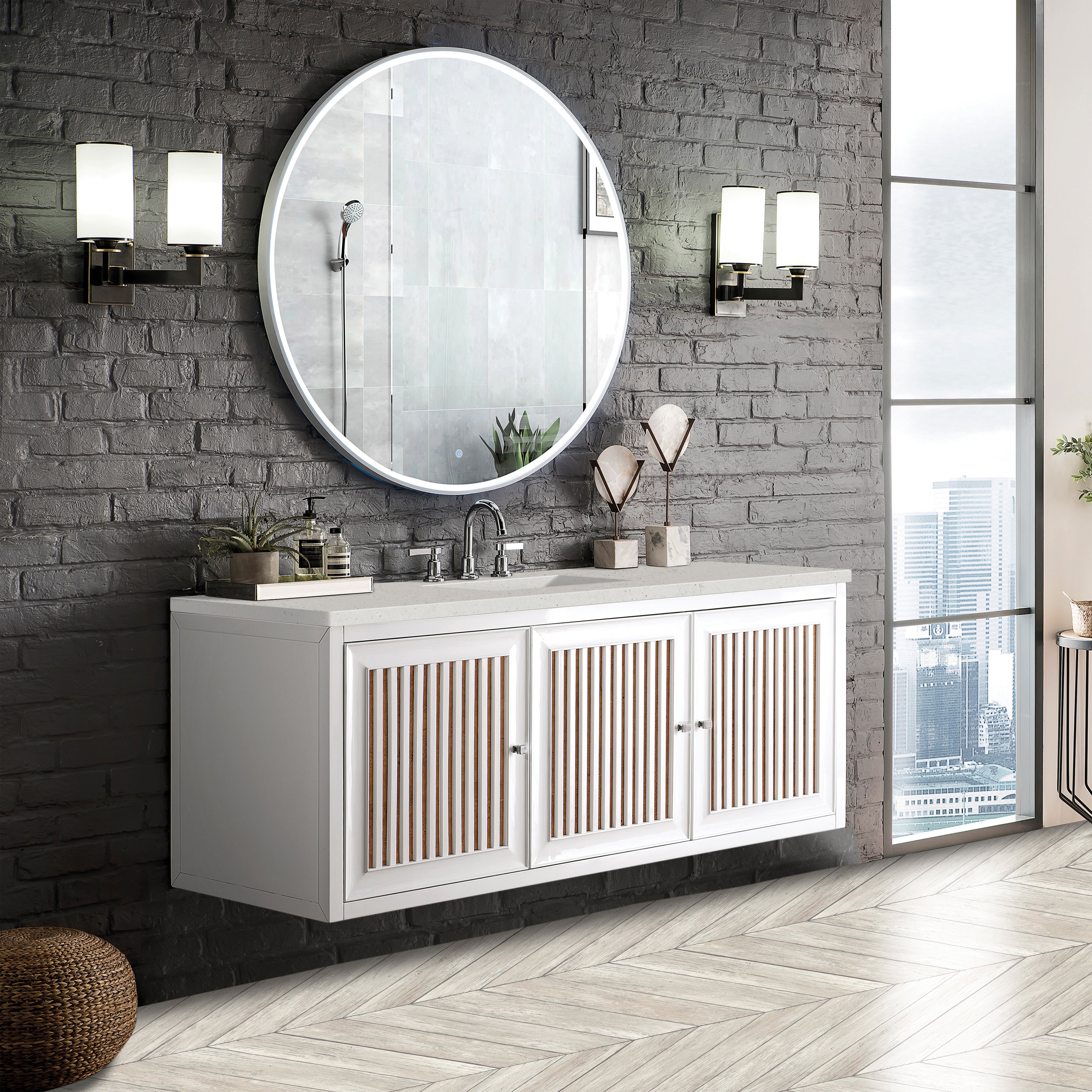 James Martin Athens 60" Single Vanity in Glossy White with 3cm Countertop
