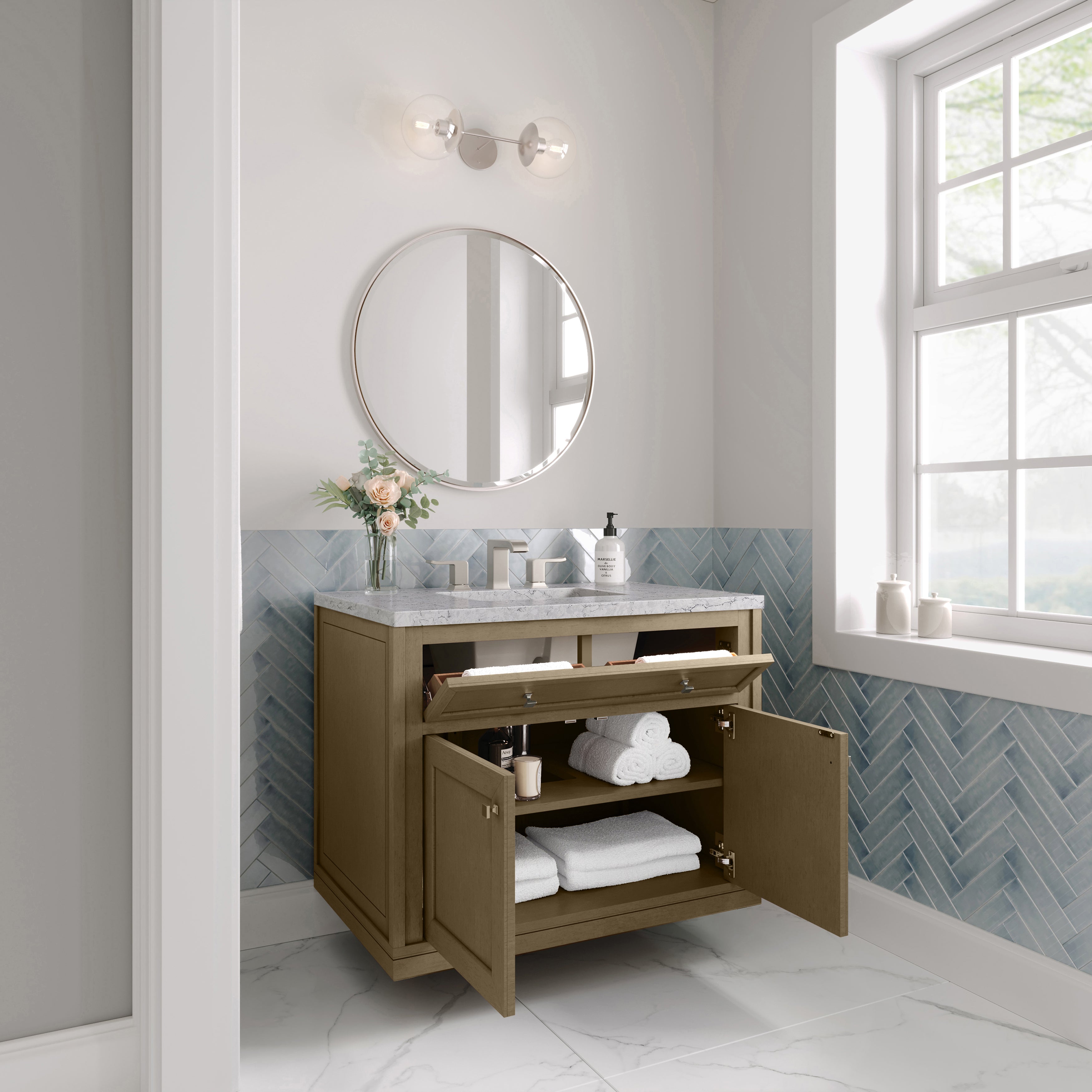 James Martin Chicago 36" Single Vanity in Walnut Whisper with 3cm Countertop