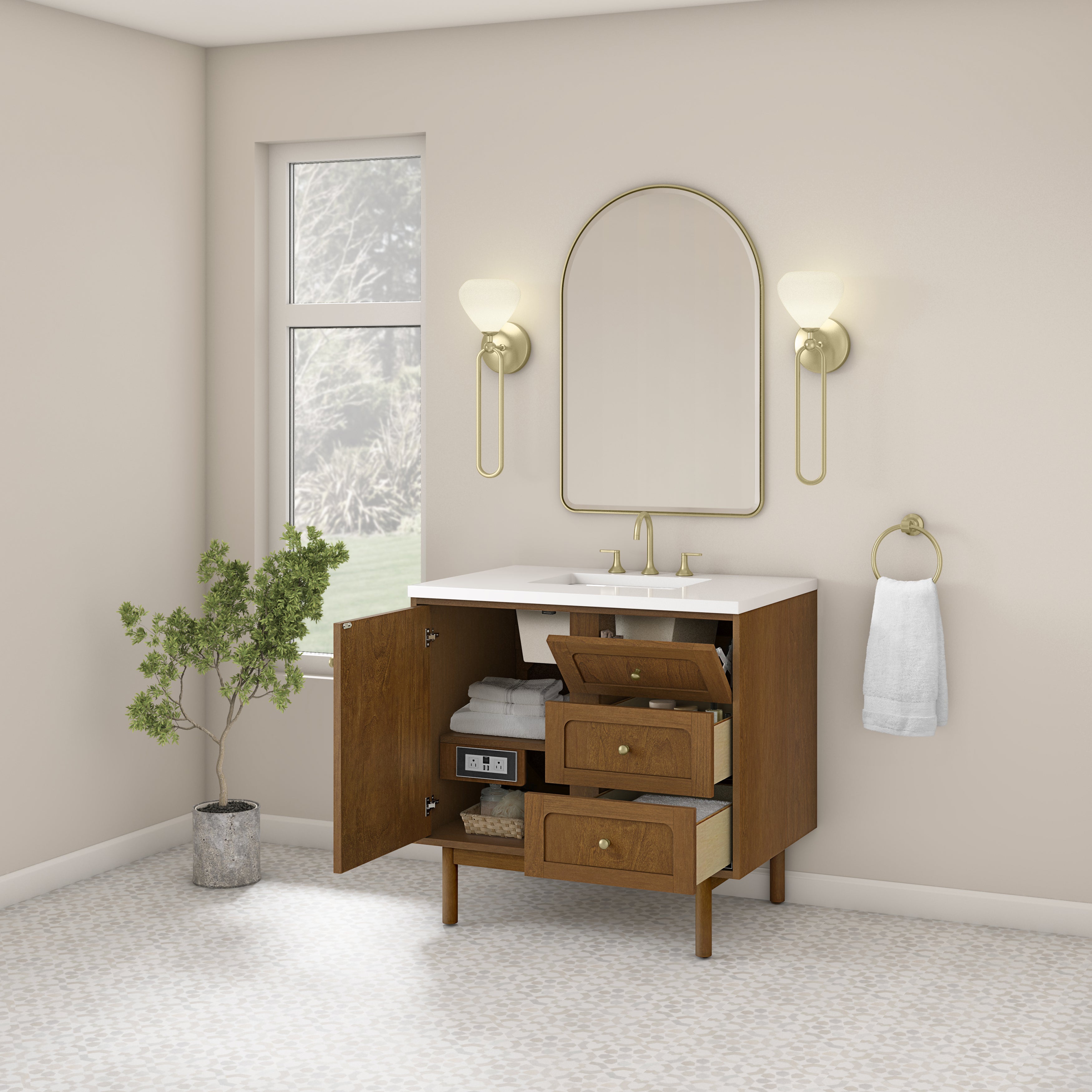 James Martin Laurent 36" Single Vanity in Honey Oak with 3cm Countertop