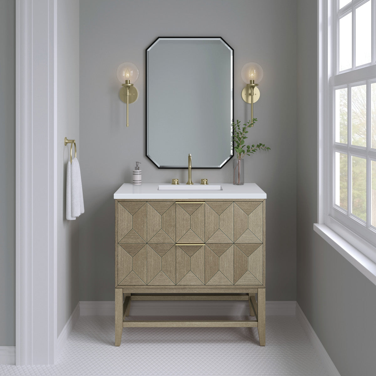 Emmeline 36" Single Vanity Cabinet, Pebble Oak