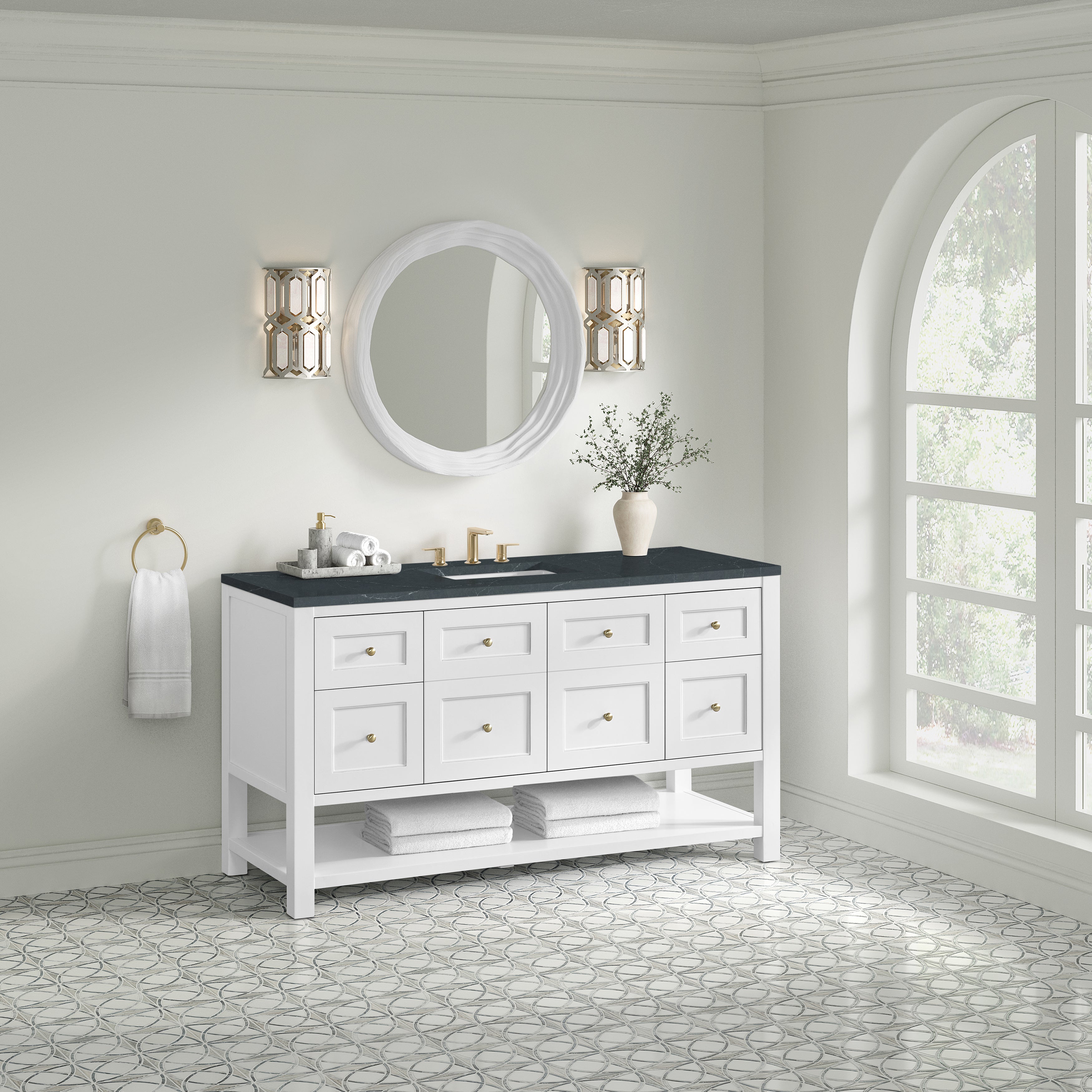 James Martin Breckenridge 60" Single Vanity in Bright White with 3cm Countertop