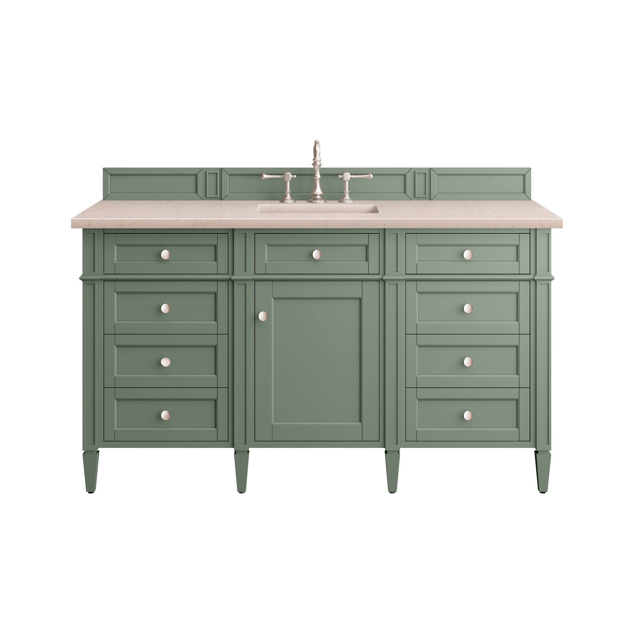 James Martin Brittany 60" Single Vanity in Smokey Celadon with 3cm Countertop