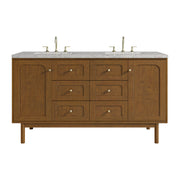 James Martin Laurent 60" Double Vanity in Honey Oak with 3cm Countertop and FreePower Wireless Charger