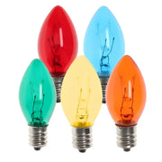 C7 Incandescent Christmas Light Bulbs, Multicolor, Transparent, Pack of 25 [CLOSEOUT]