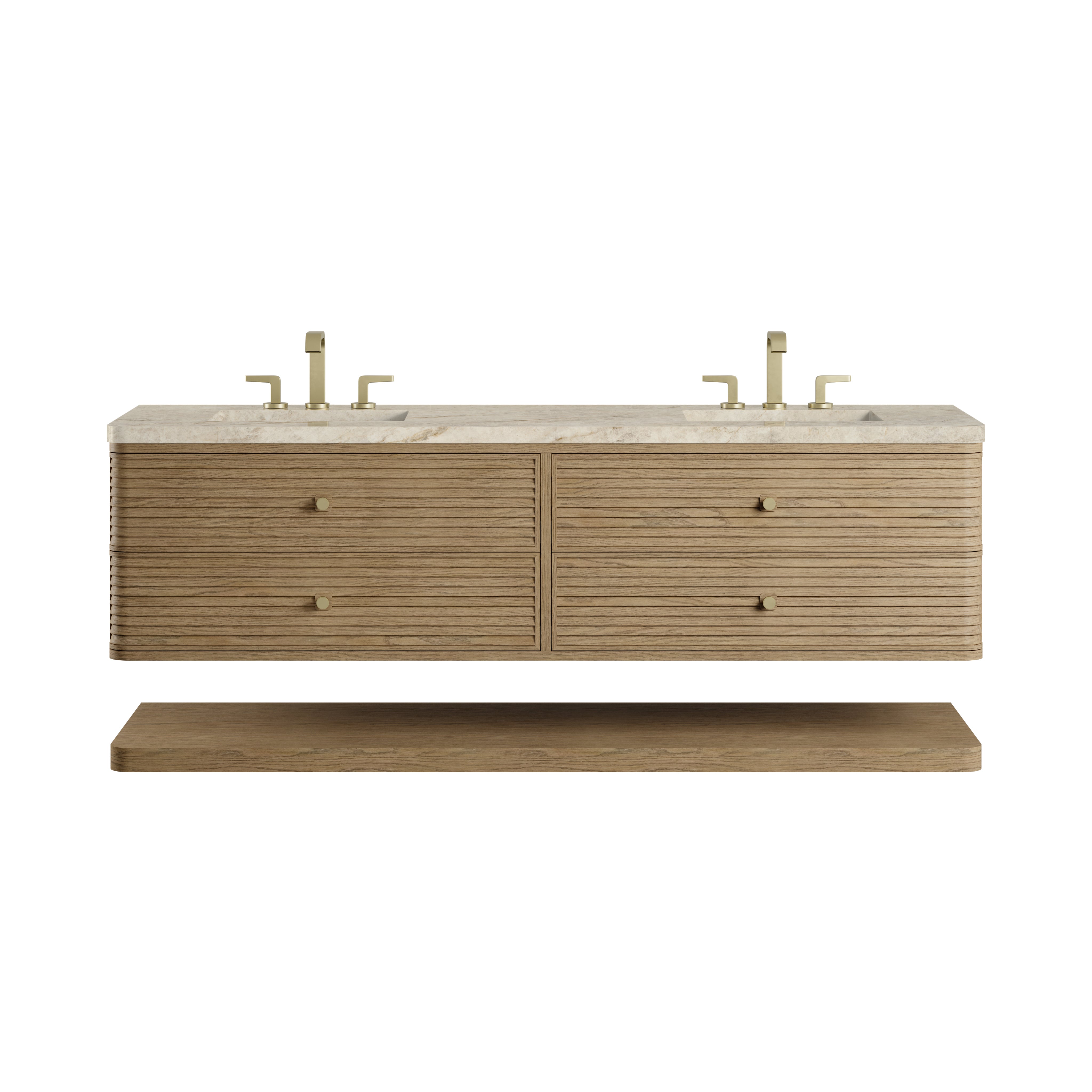 James Martin Allamari 72" Double Vanity in Dune Mist with 3cm Countertop