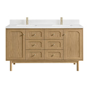 James Martin Laurent 60" Double Vanity in Light Natural Oak with 3cm Countertop