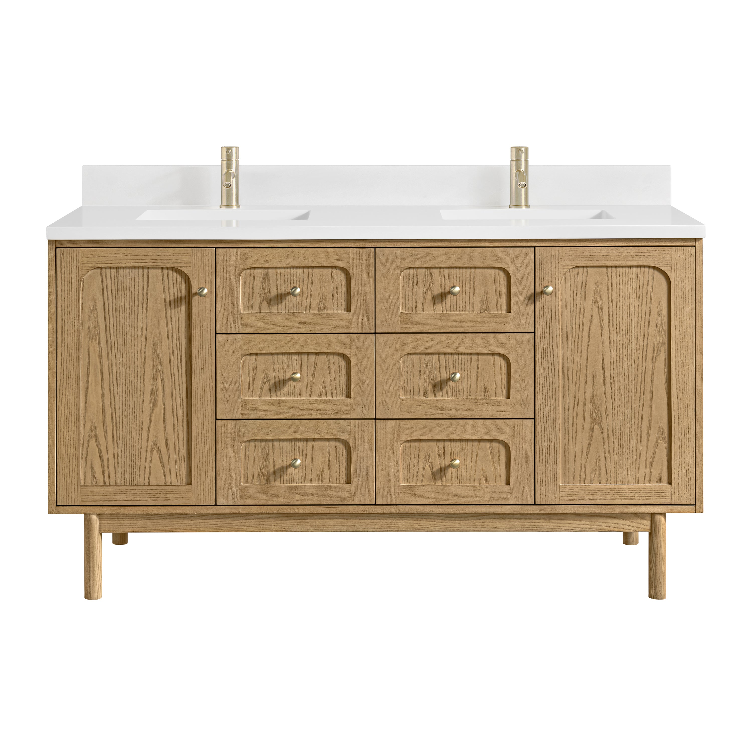 James Martin Laurent 60" Double Vanity in Light Natural Oak with 3cm Countertop