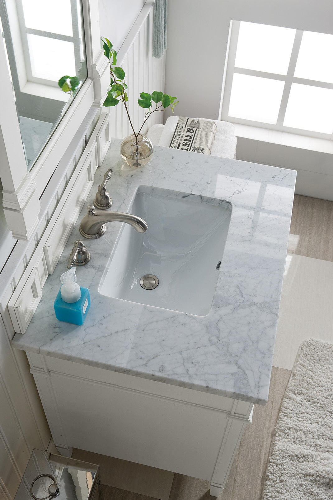James Martin Brittany 30" Single Vanity in Bright White with 3cm Countertop
