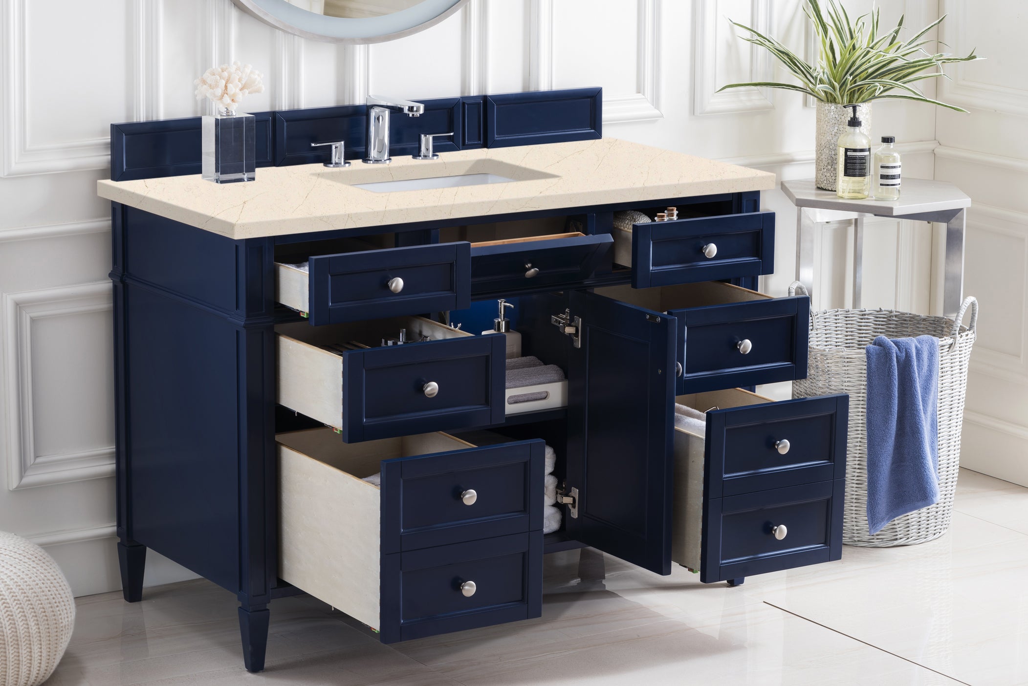 James Martin Brittany 48" Single Vanity in Victory Bleu with 3cm Countertop