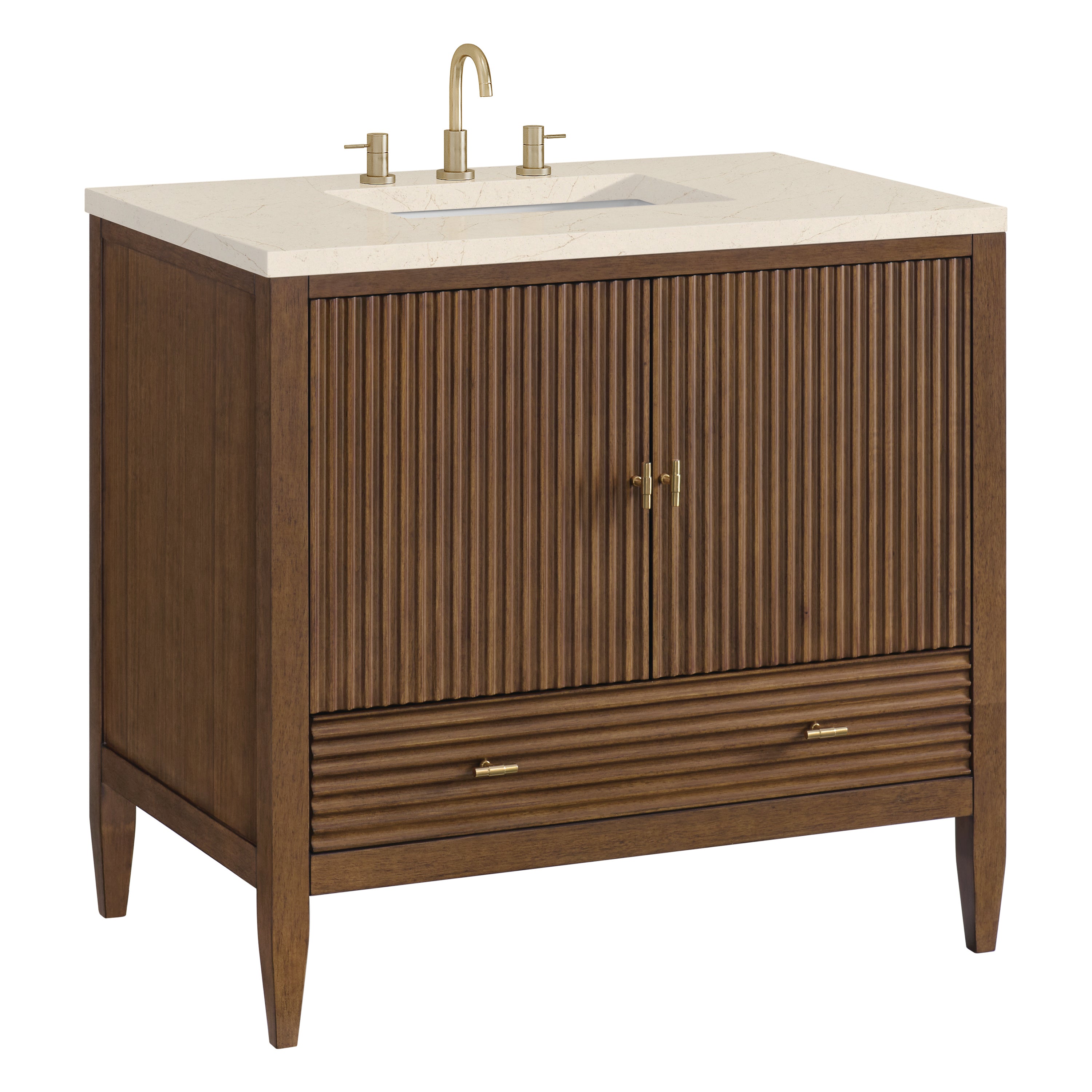 James Martin Myrrin 36" Vanity in Mid Century Walnut with 3cm Countertop