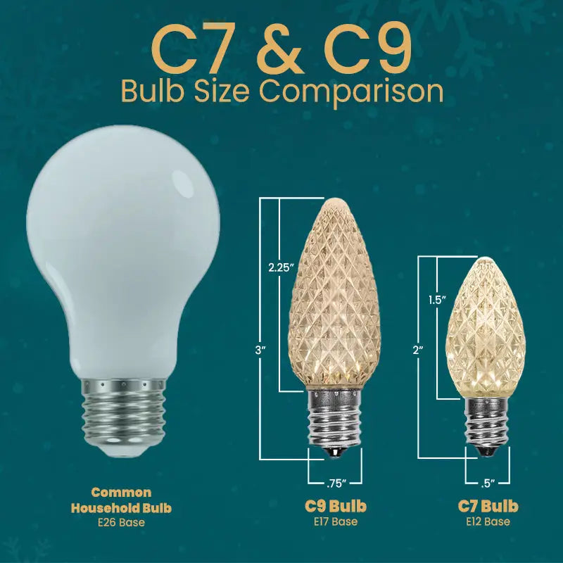 C9 Cool White Twinkle Smooth ProCore LED Christmas Light Bulbs