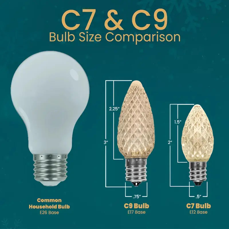 C9 Teal Smooth ProCore LED Christmas Light Bulbs