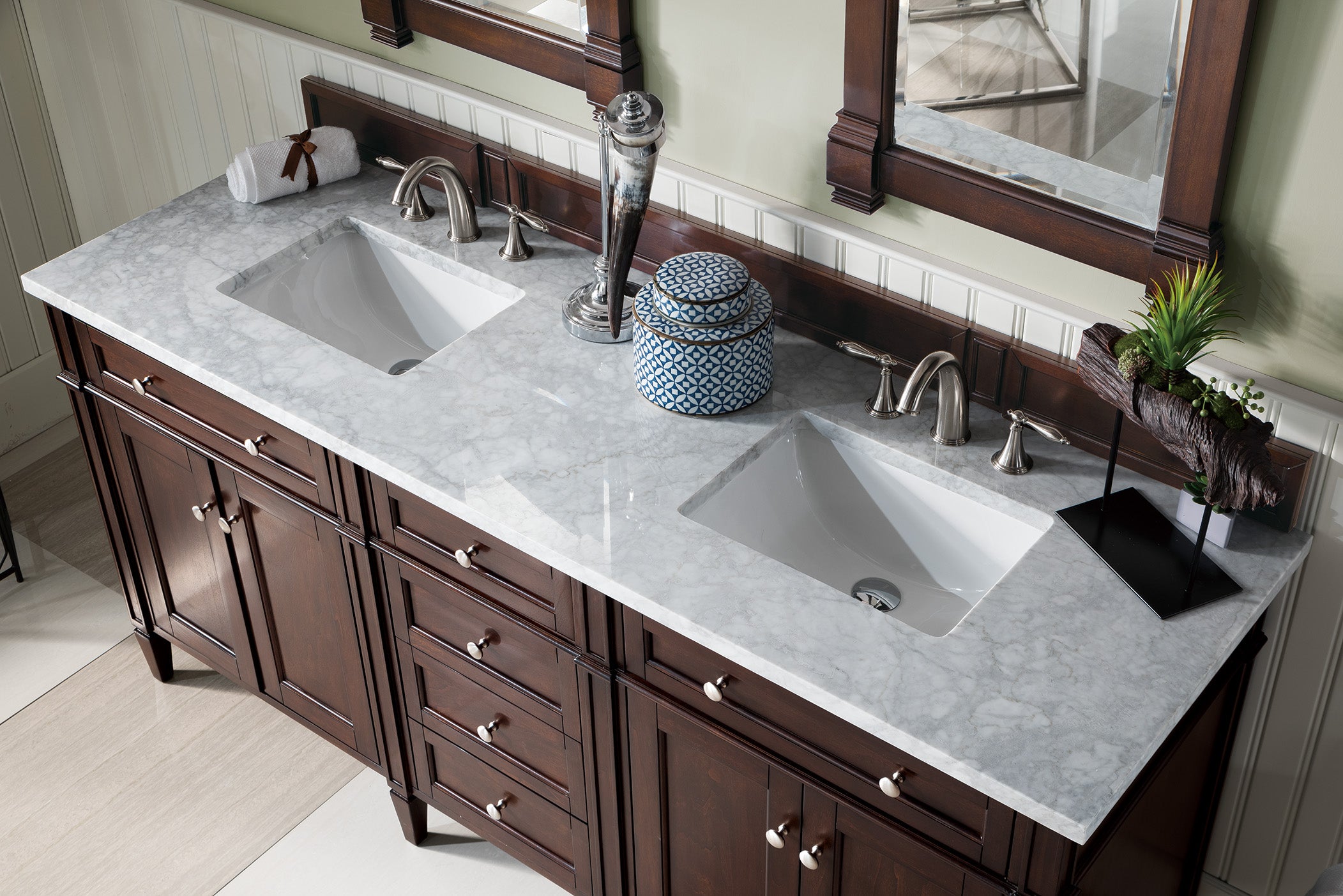 James Martin Brittany 72" Double Vanity in Burnished Mahogany with 3cm Countertop