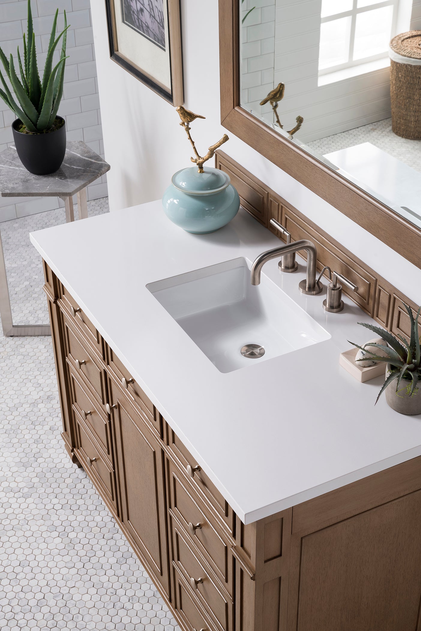 James Martin Bristol 48" Single Vanity in Whitewashed Walnut with 3cm Countertop