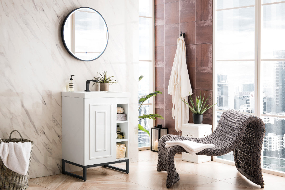 Alicante 24" Single Vanity with White Glossy Composite Stone Top