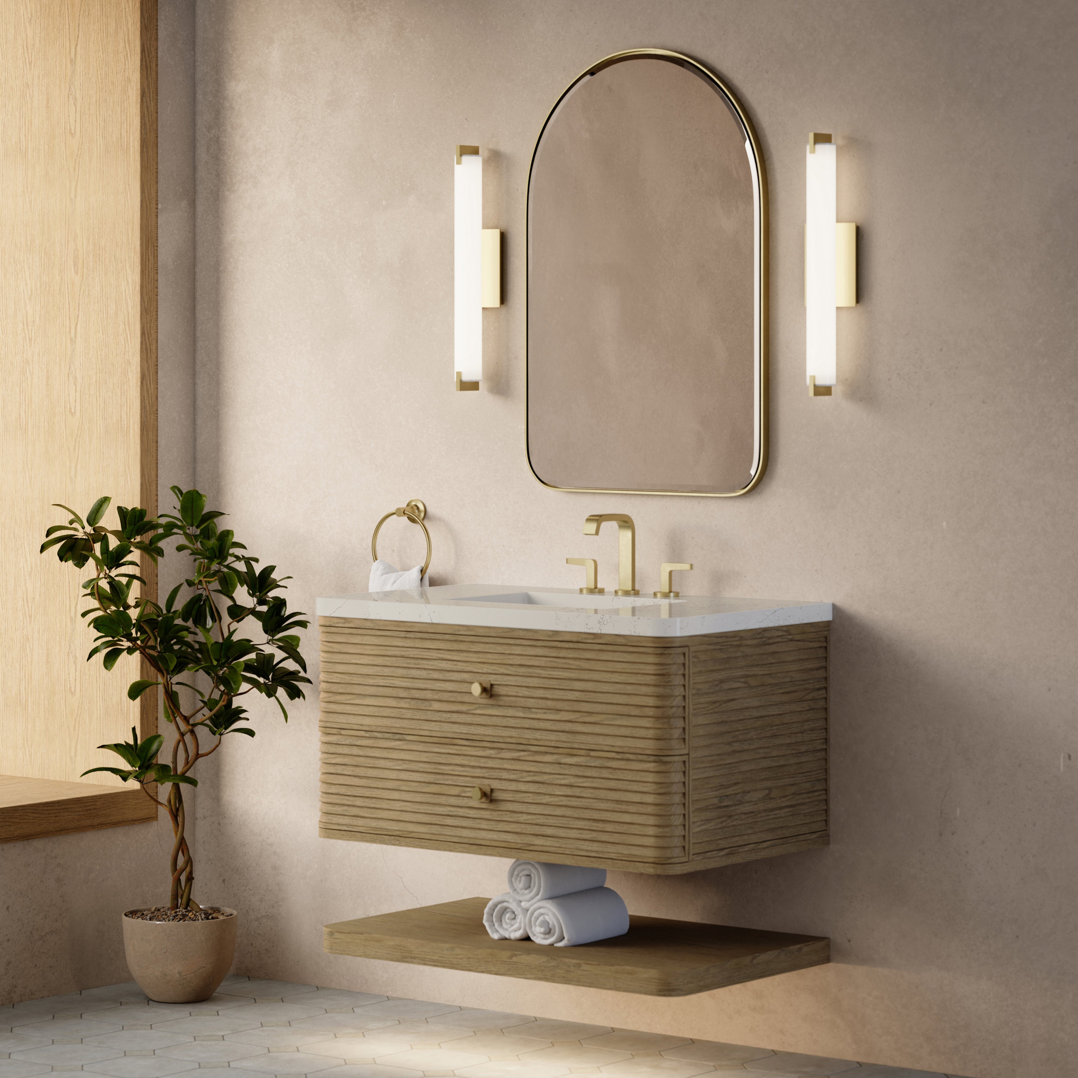 James Martin Allamari 36" Single Vanity in Dune Mist with 3cm Countertop