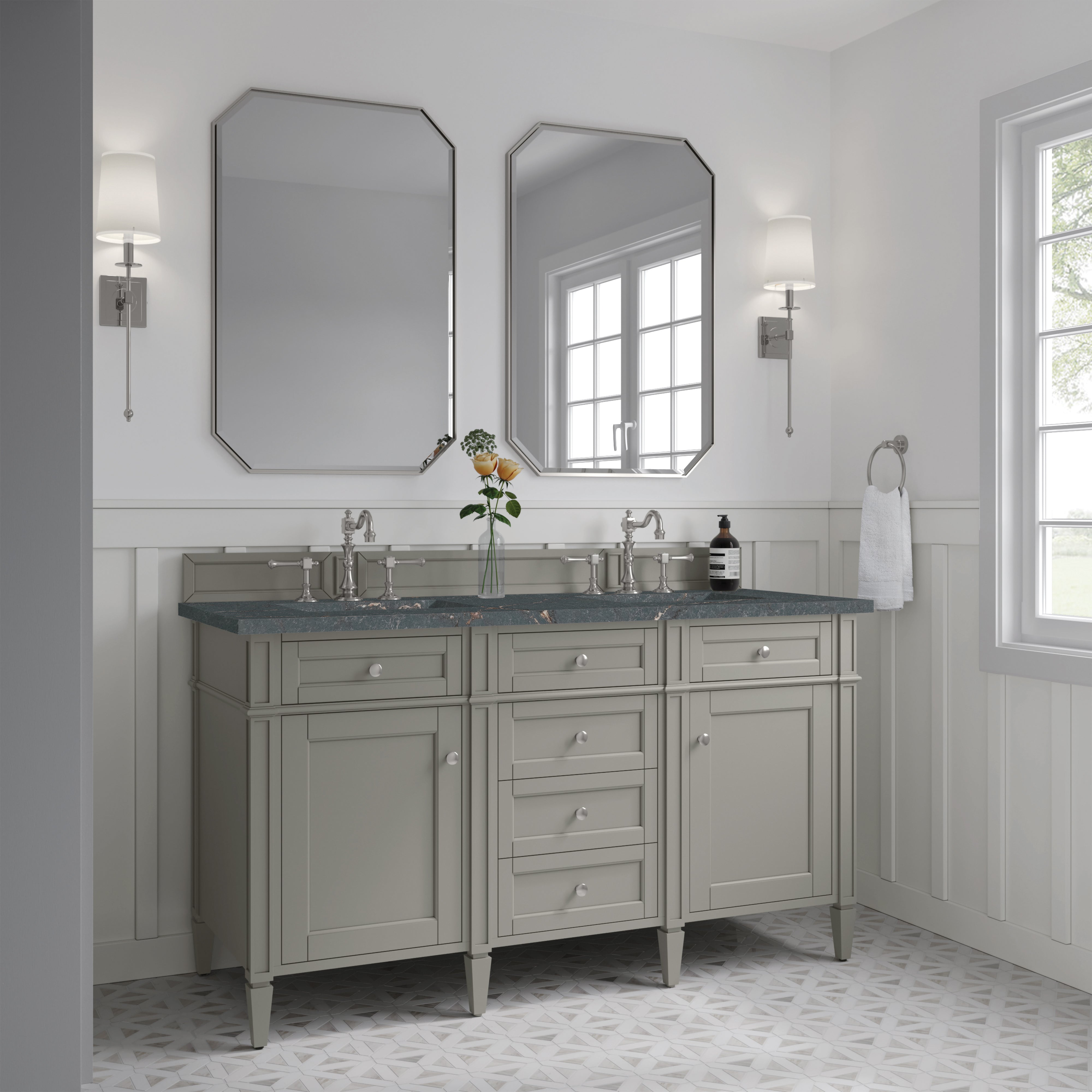 James Martin Brittany 60" Double Vanity in Urban Gray with 3cm Countertop
