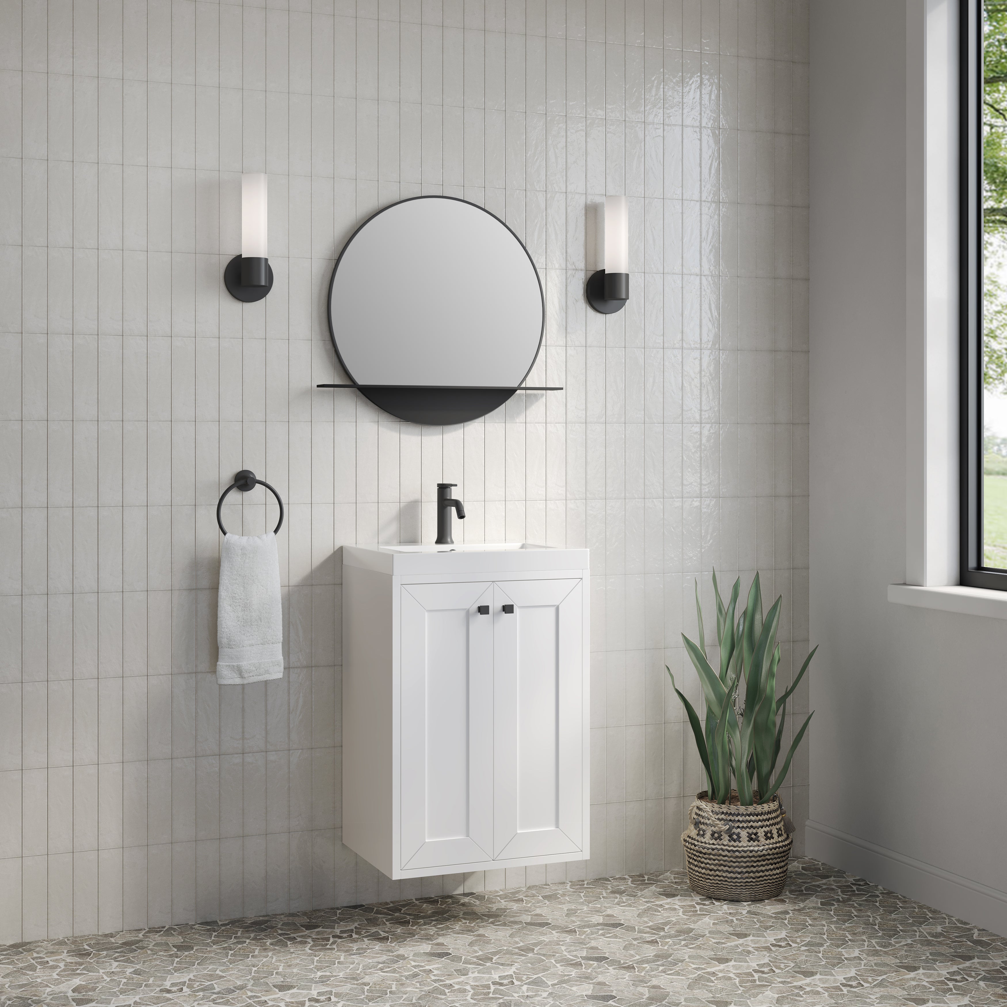 James Martin Chianti 20" Single Vanity in Glossy White with White Glossy Composite Stone Top