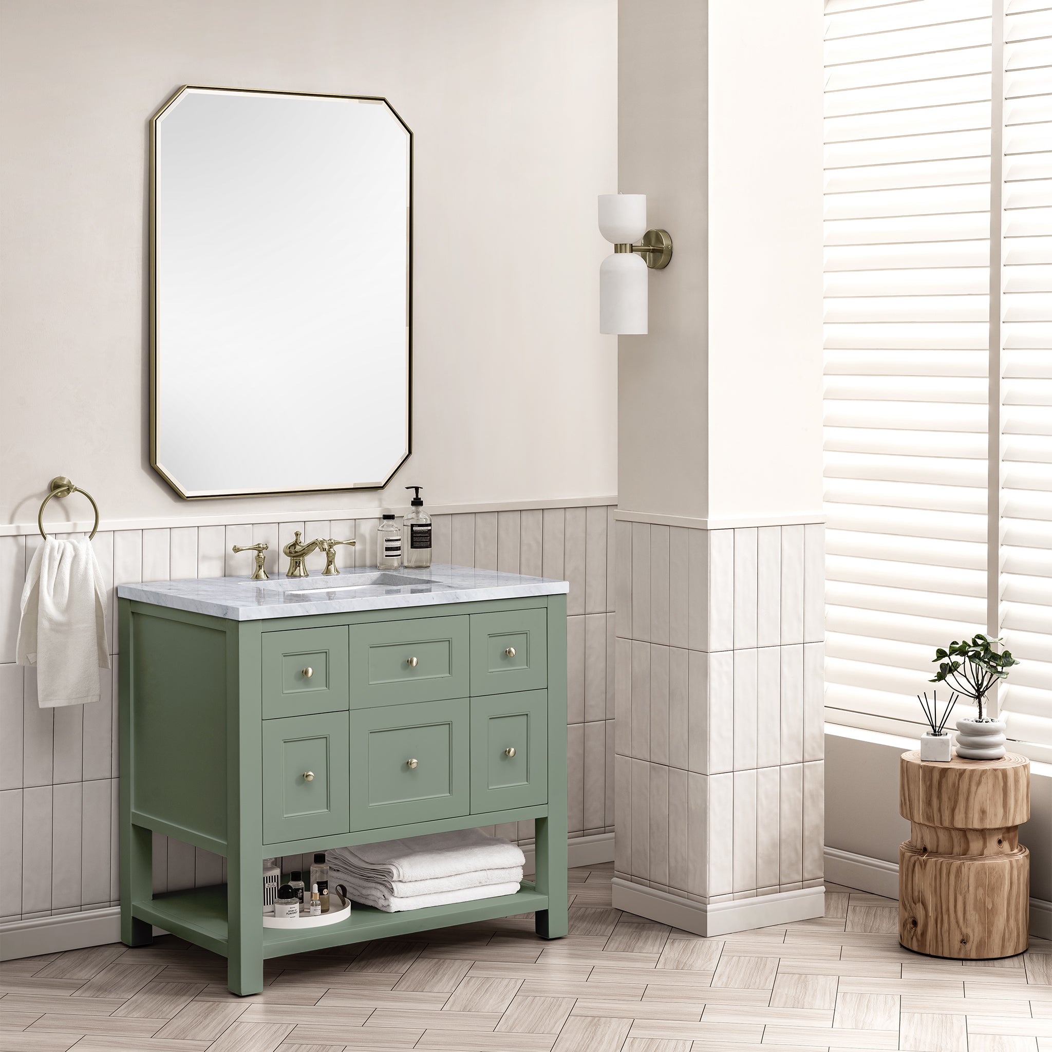James Martin Breckenridge 36" Single Vanity in Smokey Celadon with 3cm Countertop