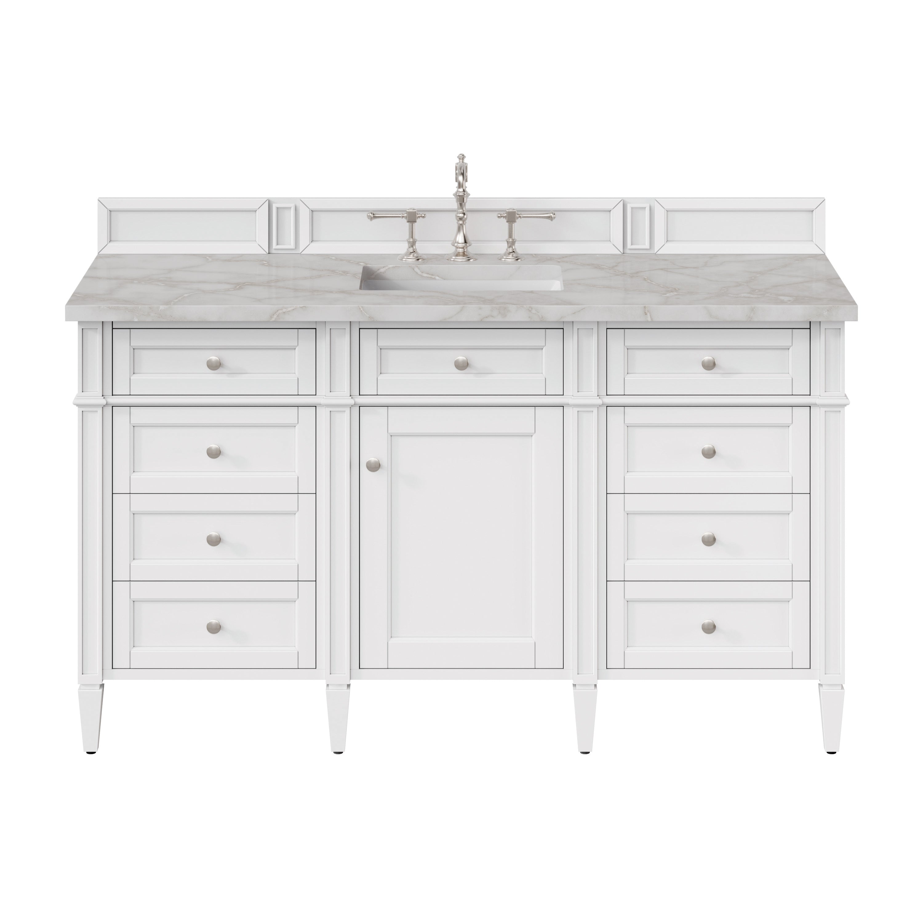 James Martin Brittany 60" Single Vanity in Bright White with 3cm Countertop and FreePower Wireless Charger