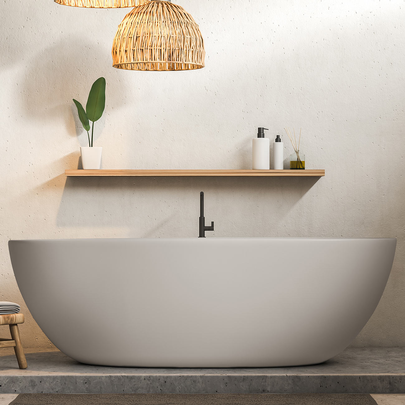 MAIDSTONE | DXV Cannes 65 Inch Resin Double Ended Tub